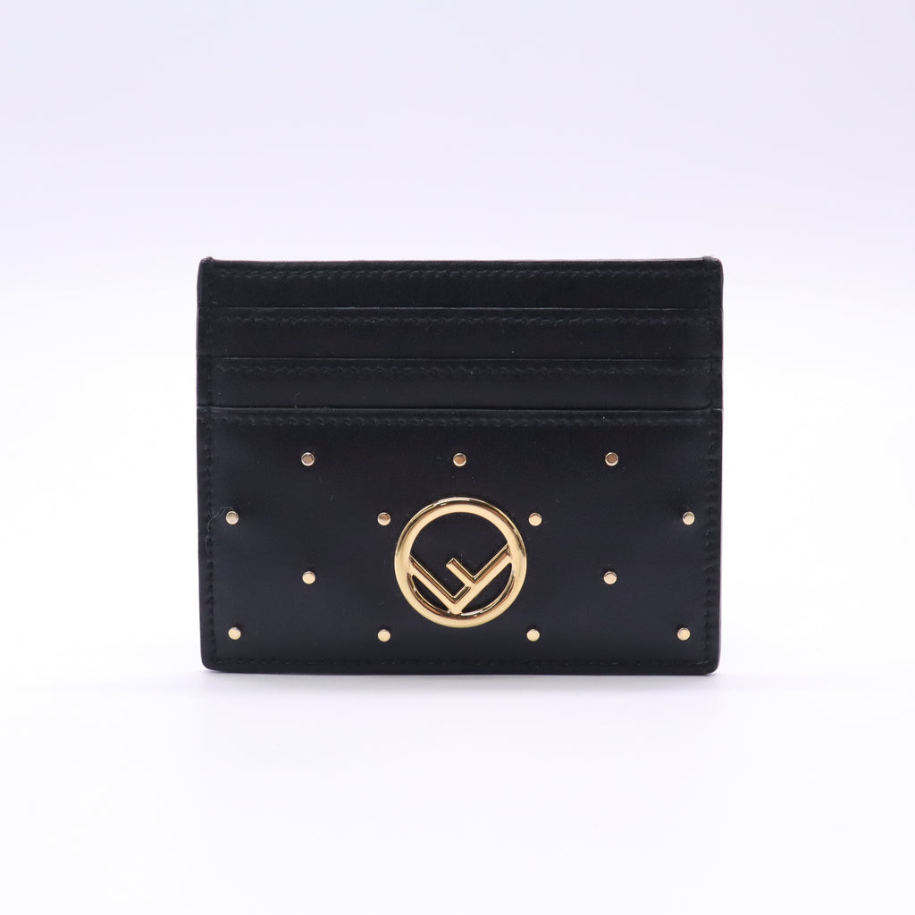 F is Fendi Studded Leather Card Holder W22797