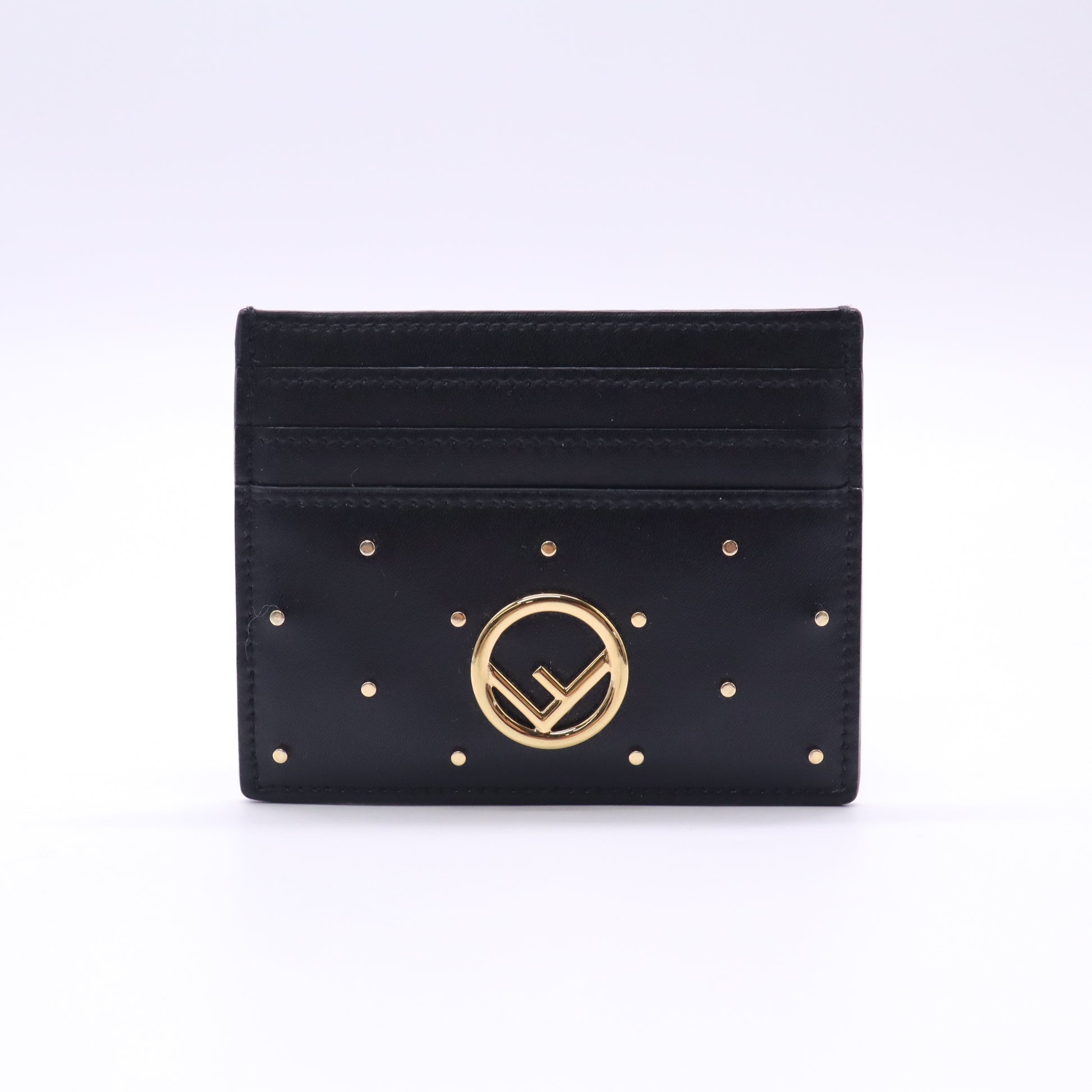 F is Fendi Studded Leather Card Holder W22797