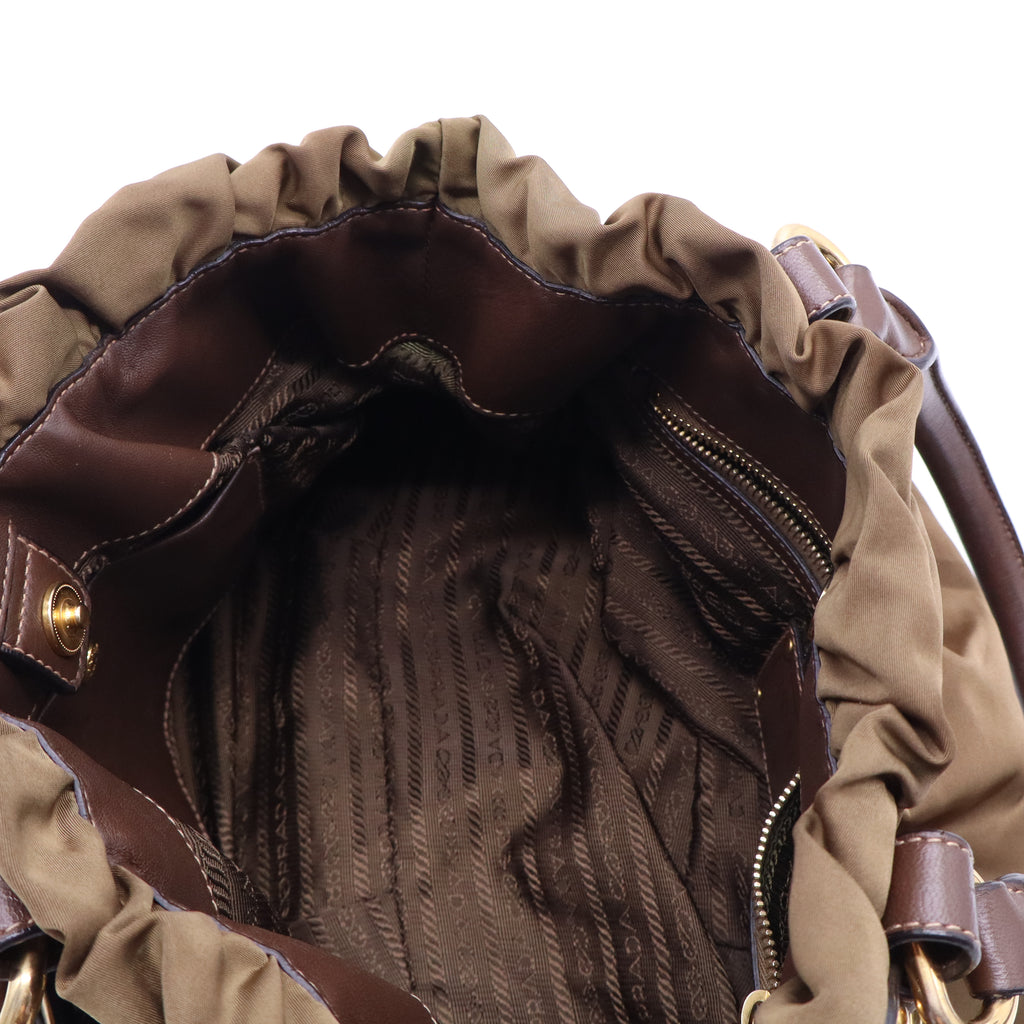 Soft Calf Gathered Tote Nocciolo B21614