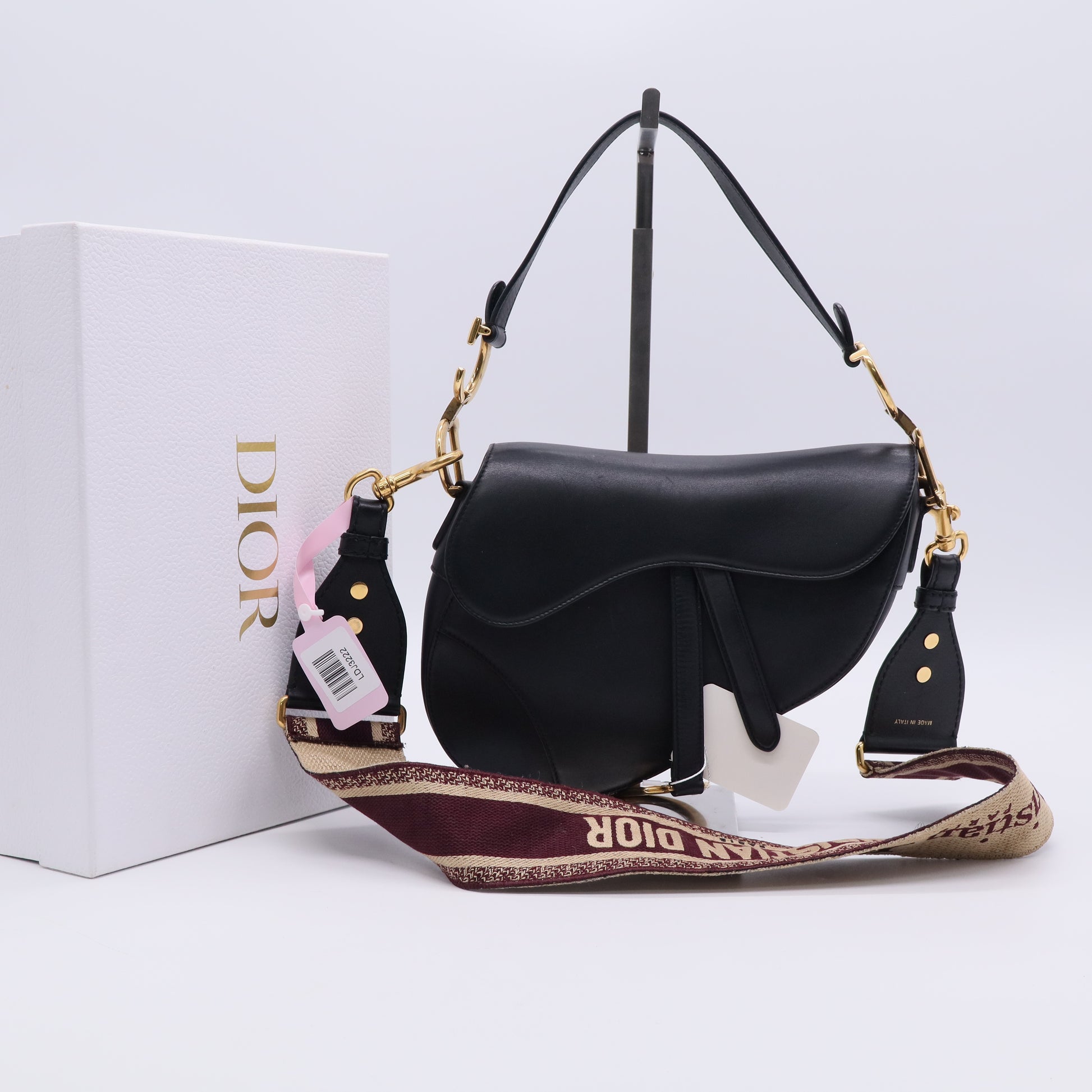Grained Calfskin Saddle Bag Black TWINS LDJ3222