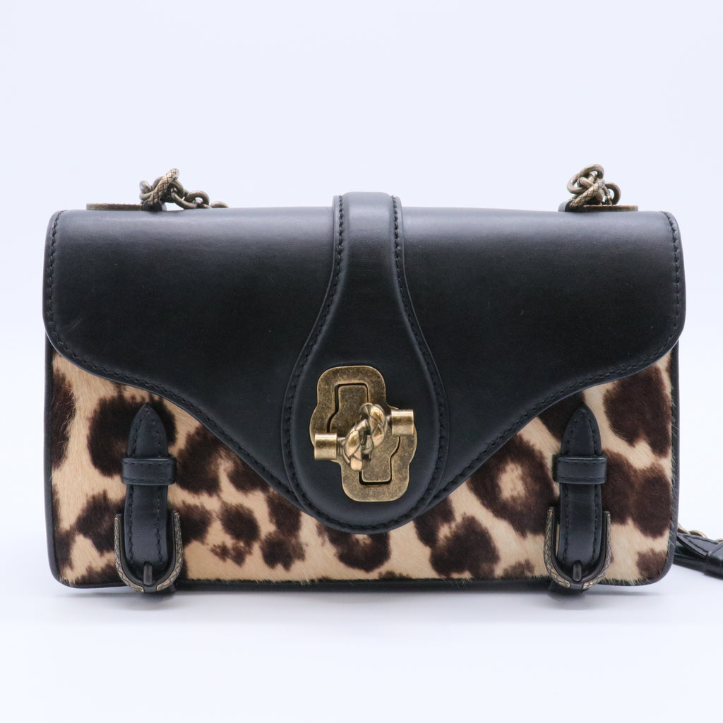 Calfskin Pony Hair City Knot Bag Black For Gisel