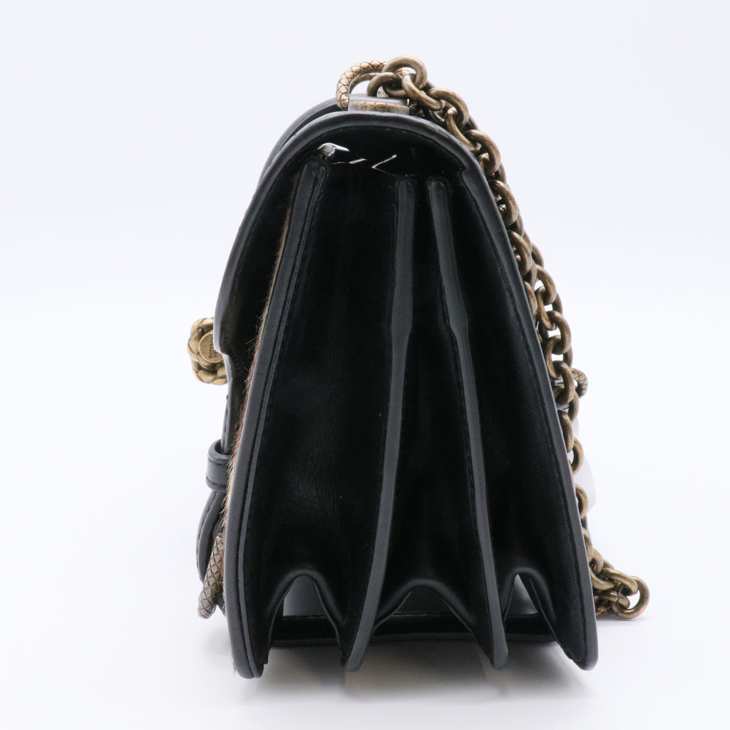 Calfskin Pony Hair City Knot Bag Black For Gisel