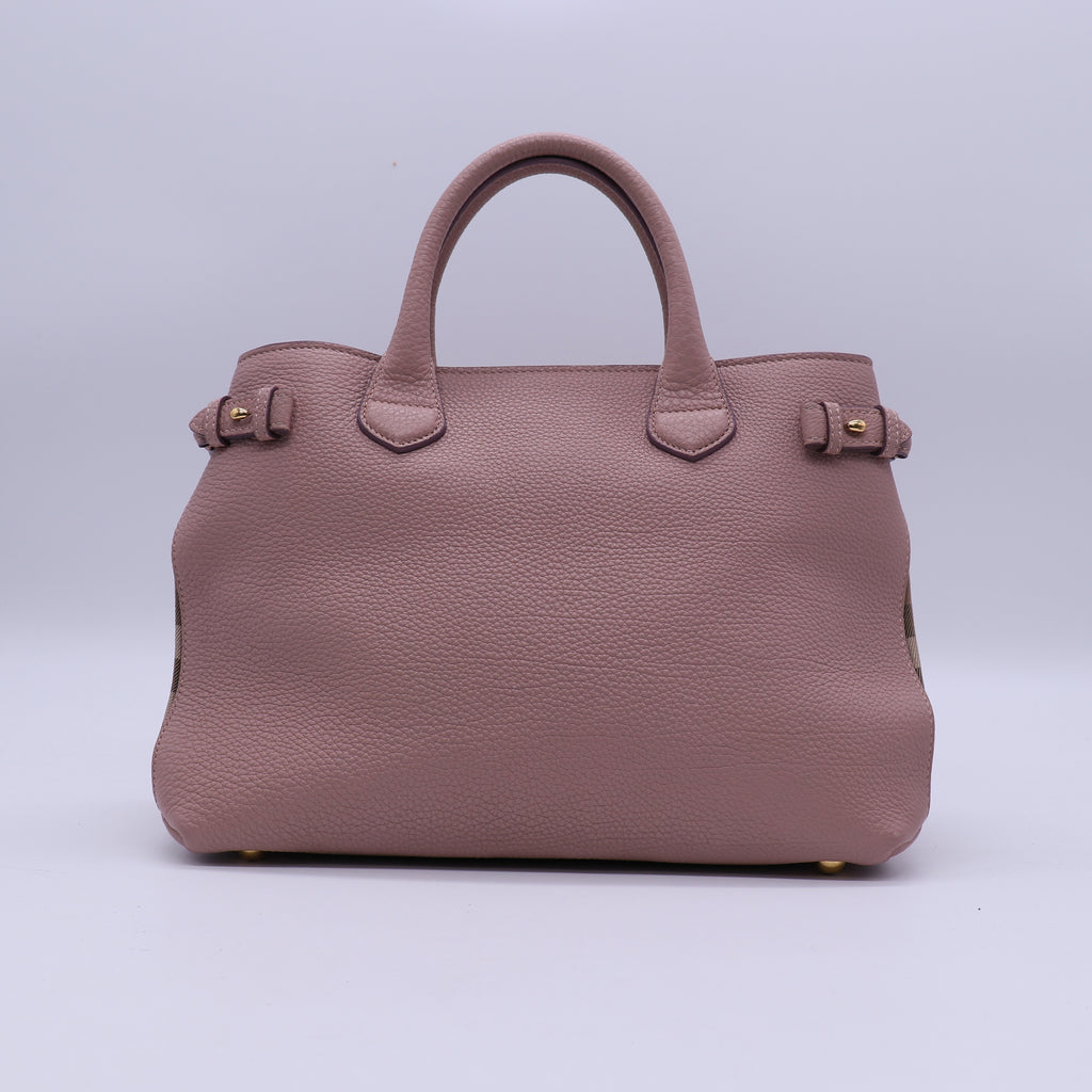 Banner Tote Leather and House Check Canvas Medium B21221