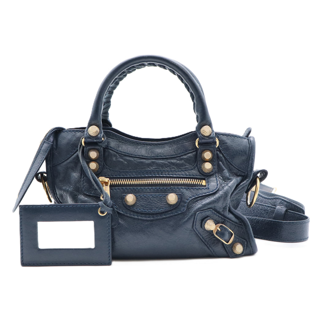 Leather Mini Metallic Edge Classic City Bag