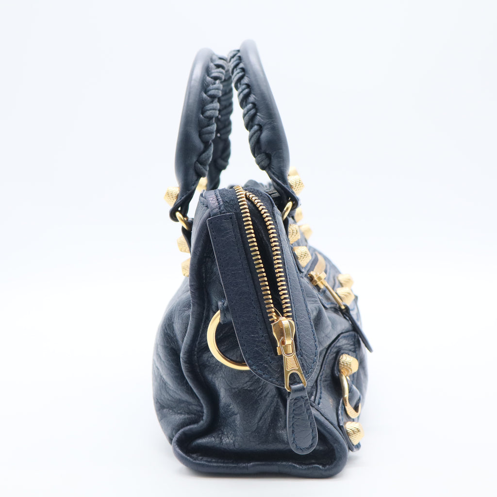 Leather Mini Metallic Edge Classic City Bag