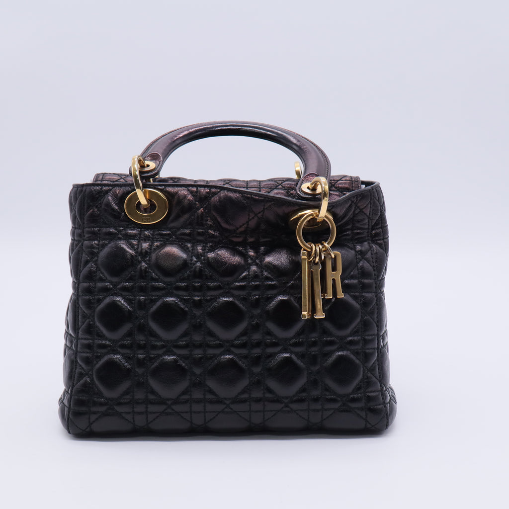 Vintage Lady Dior Bag Cannage Quilt Patent Medium Twins LDJ3171