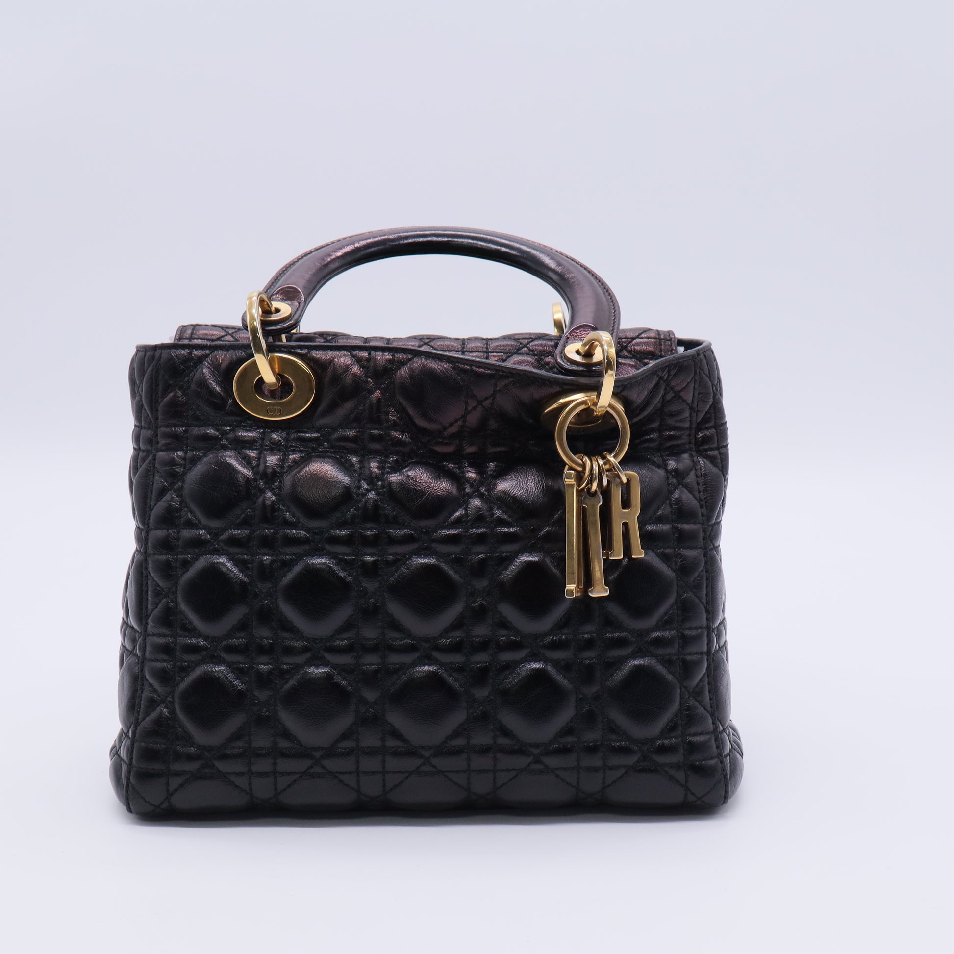 Vintage Lady Dior Bag Cannage Quilt Patent Medium Twins LDJ3171