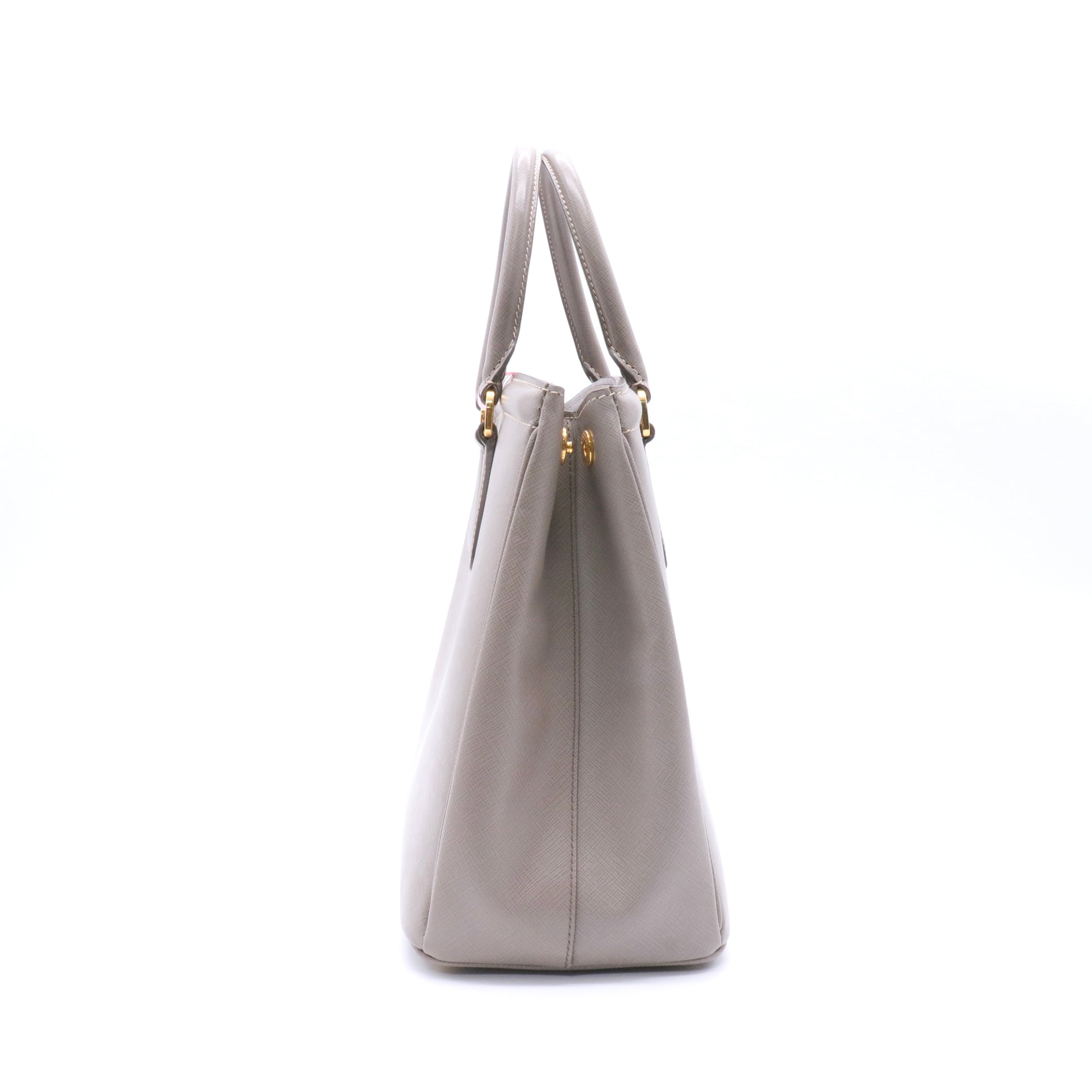 Grey Saffiano Lux Leather Parabole Tote twins