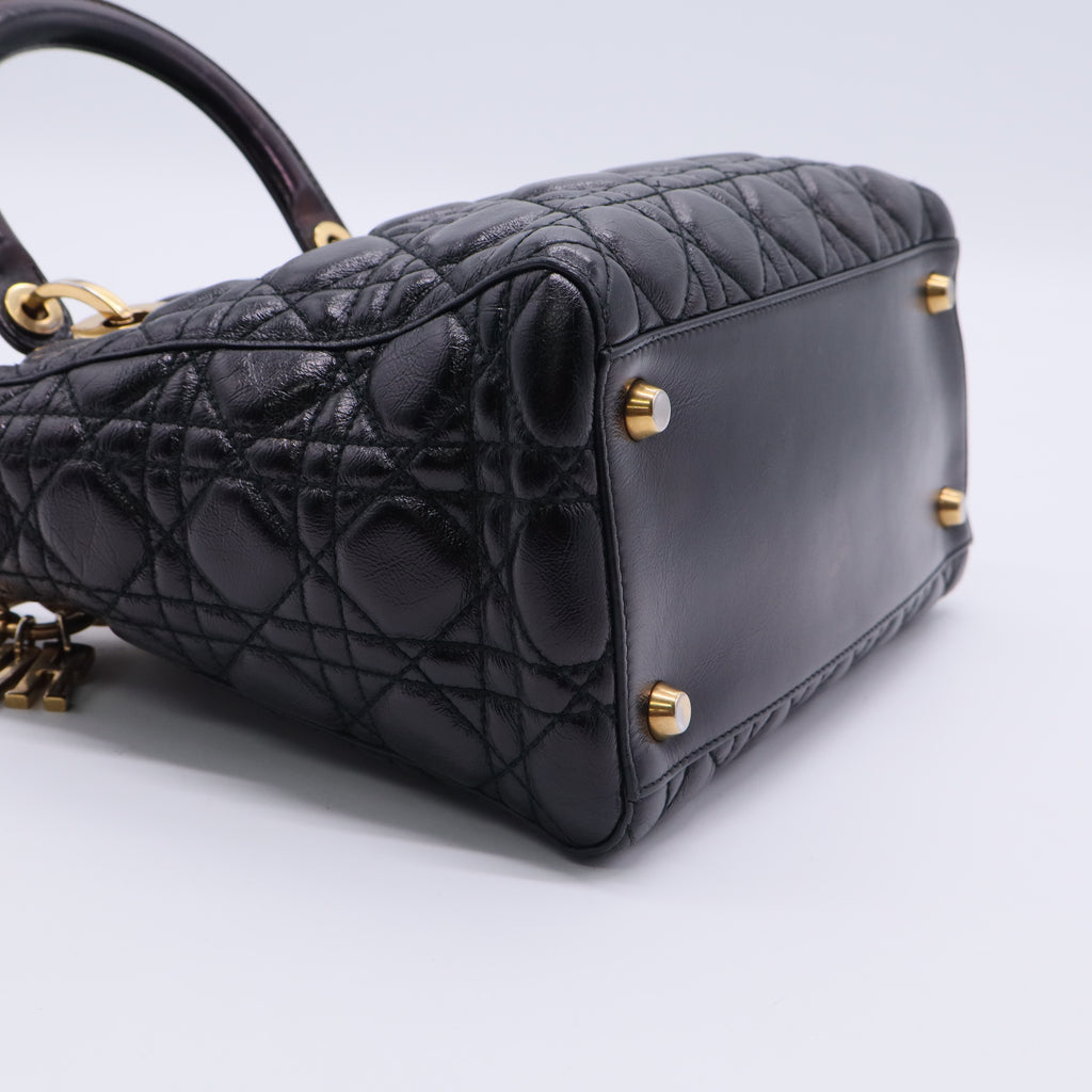 Vintage Lady Dior Bag Cannage Quilt Patent Medium Twins LDJ3171