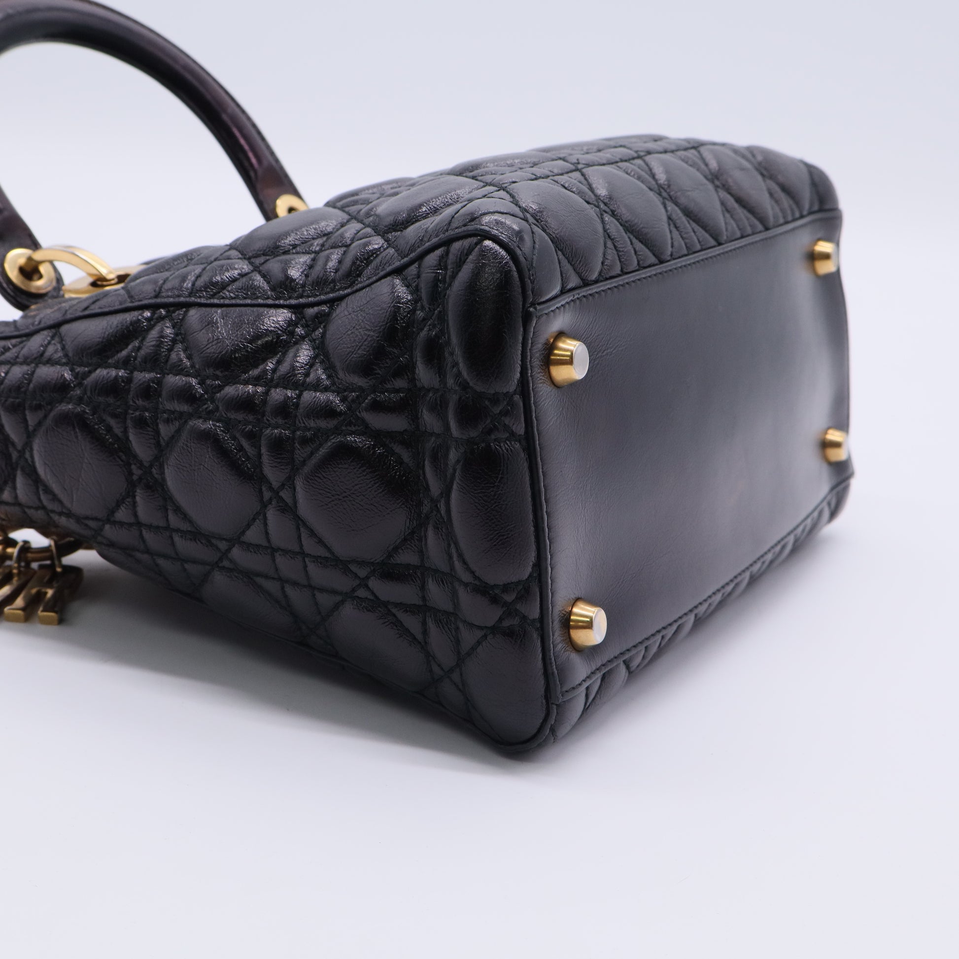 Vintage Lady Dior Bag Cannage Quilt Patent Medium Twins LDJ3171