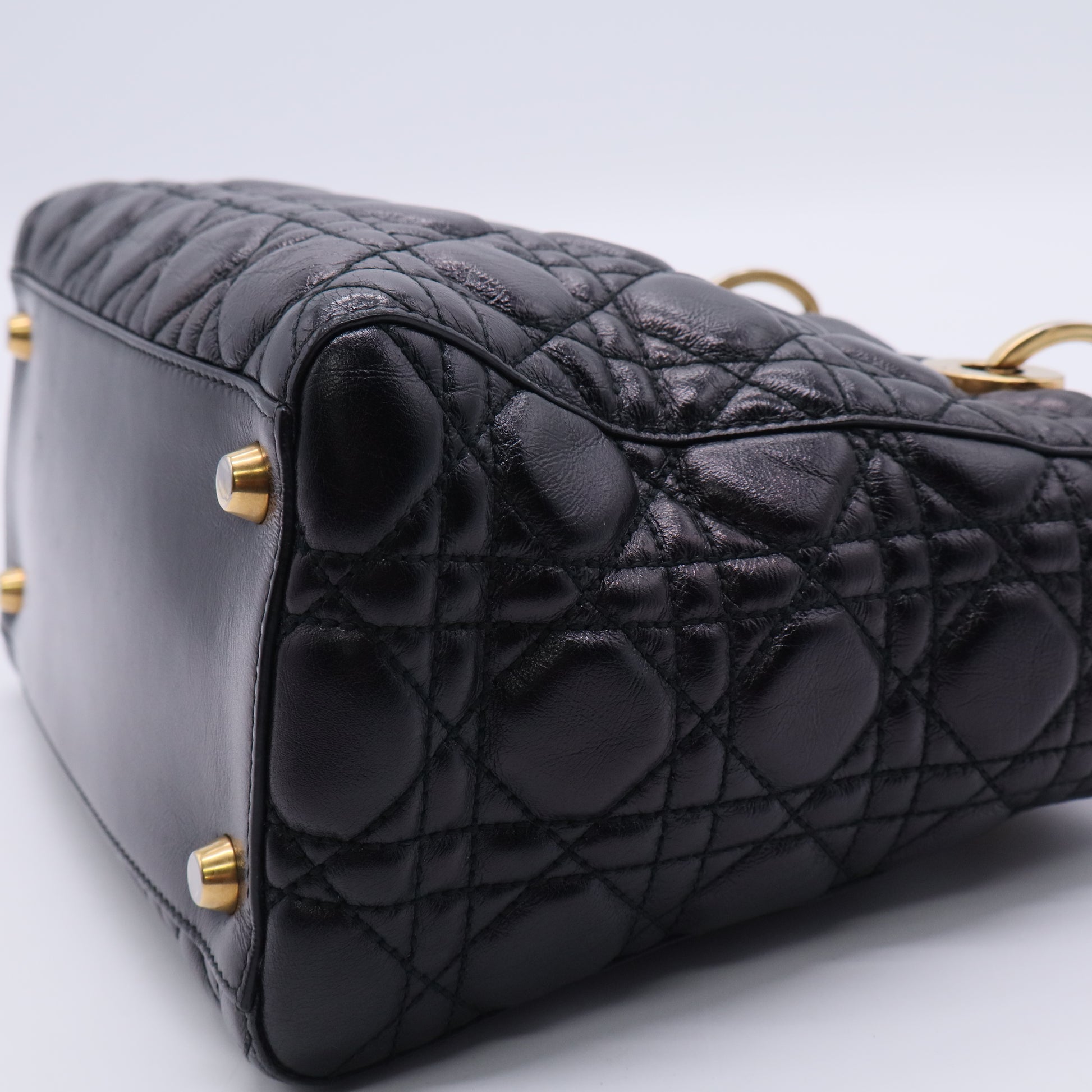 Vintage Lady Dior Bag Cannage Quilt Patent Medium Twins LDJ3171