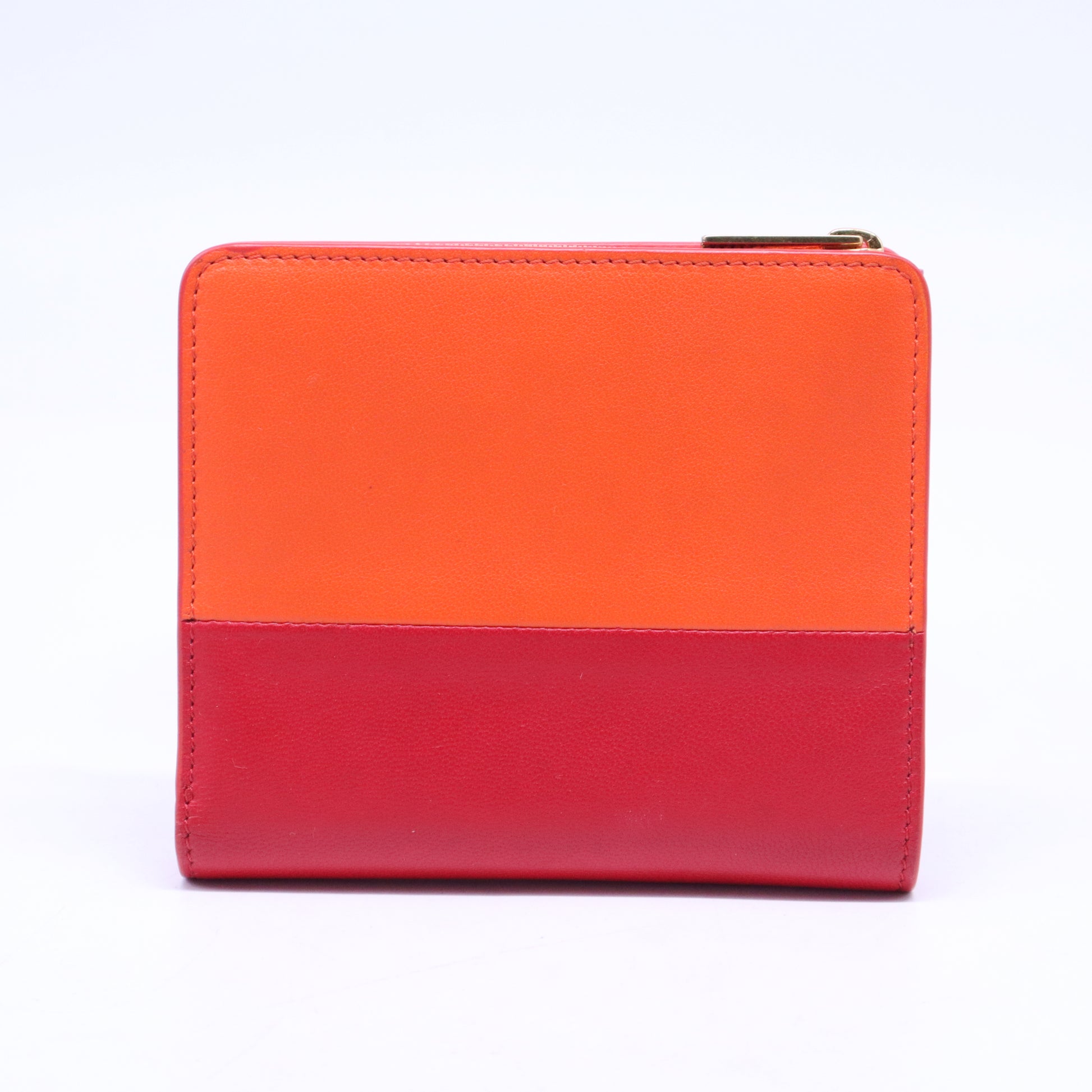 Coral and Burgundy Leather Bi-Fold Wallet W20895