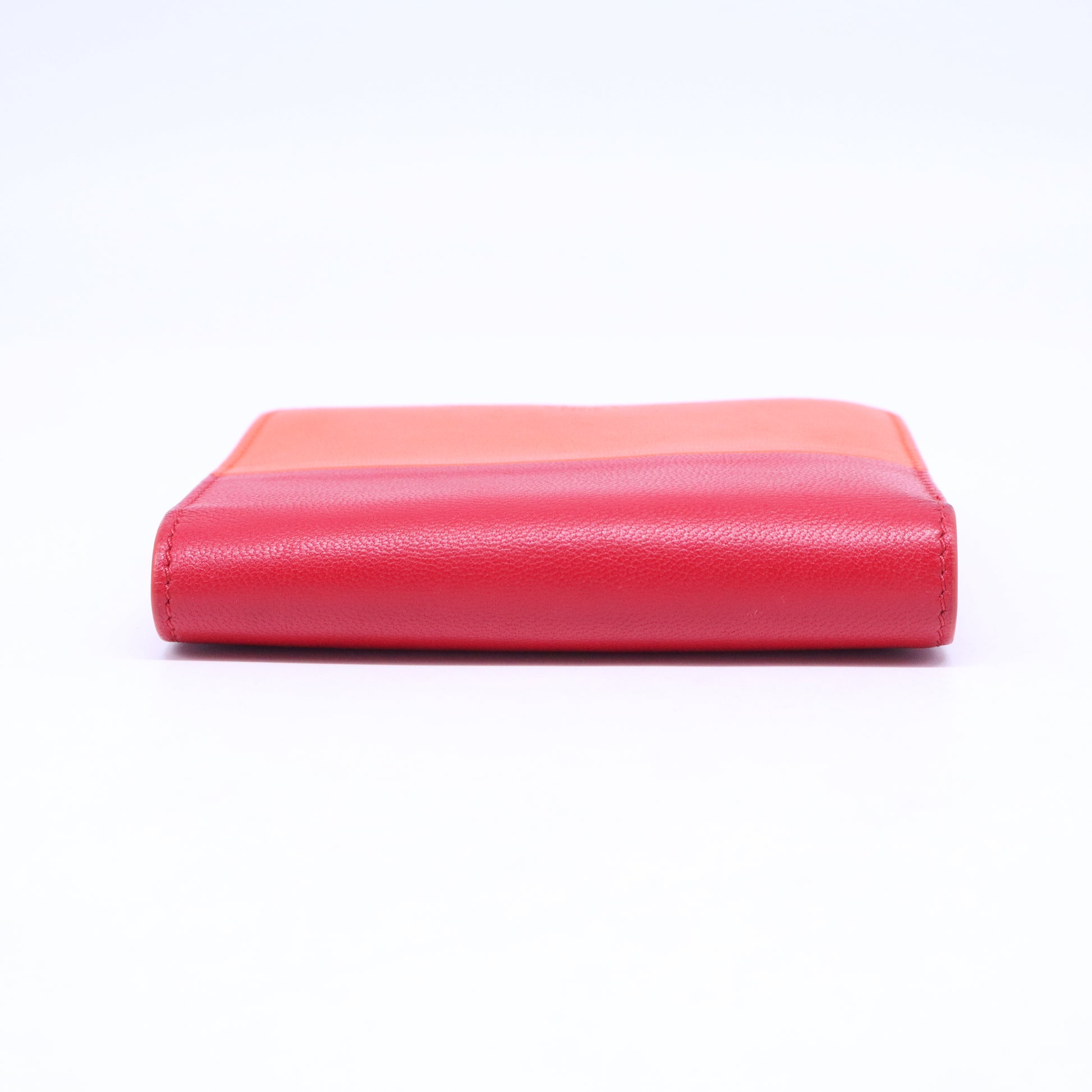Coral and Burgundy Leather Bi-Fold Wallet W20895