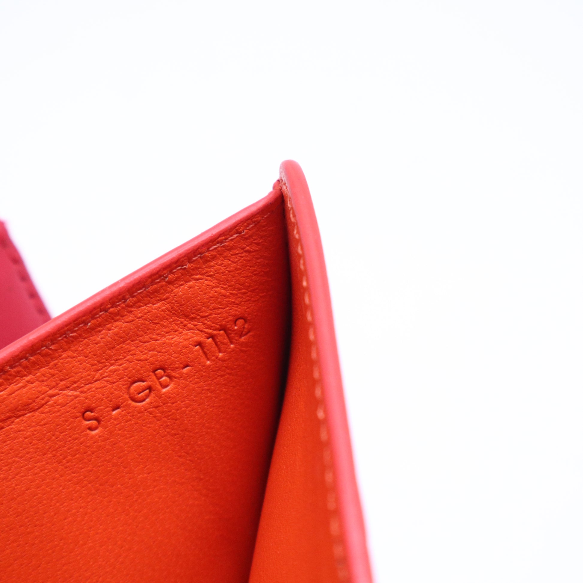Coral and Burgundy Leather Bi-Fold Wallet W20895