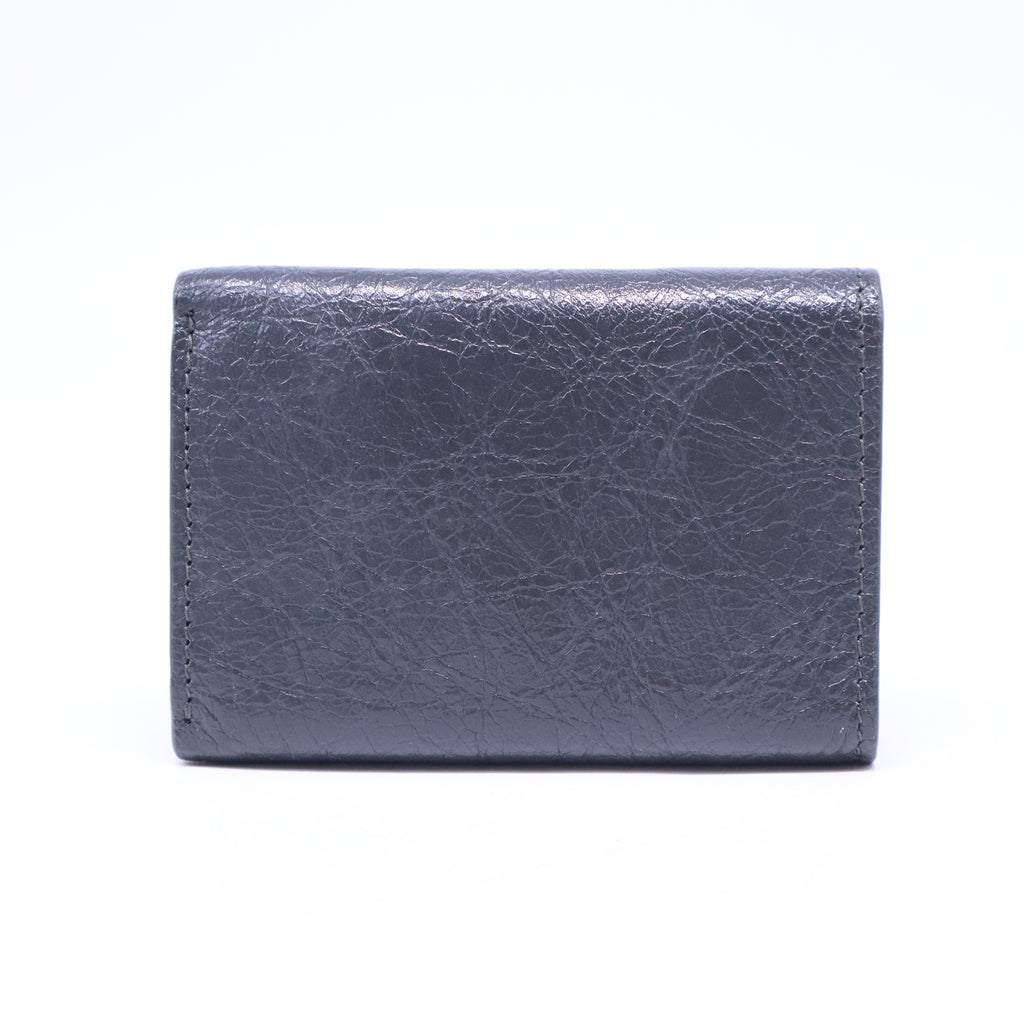 Agneau Arena Classic Gold Hardware Mini Wallet Gris Fossile W21004