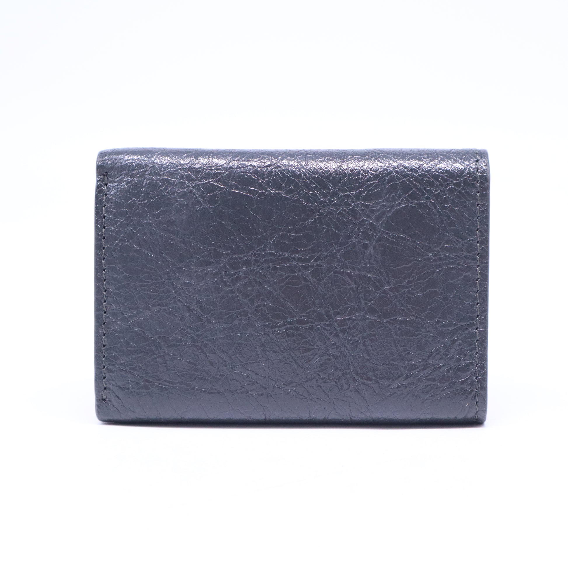 Agneau Arena Classic Gold Hardware Mini Wallet Gris Fossile W21004