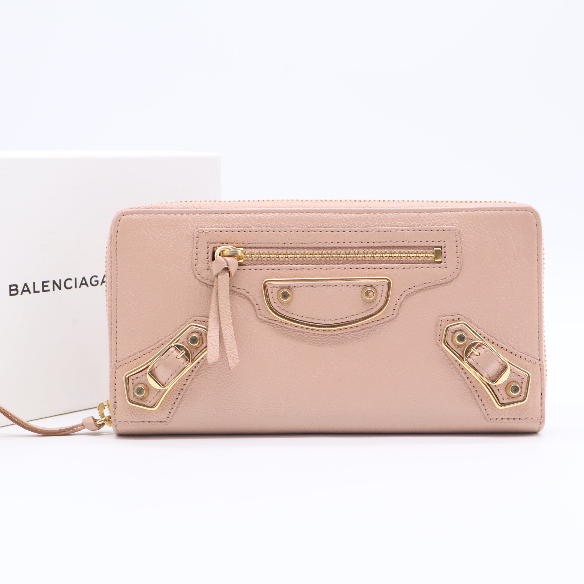 Rose Poudre Lambskin Leather Classic Continental Zip Around Wallet