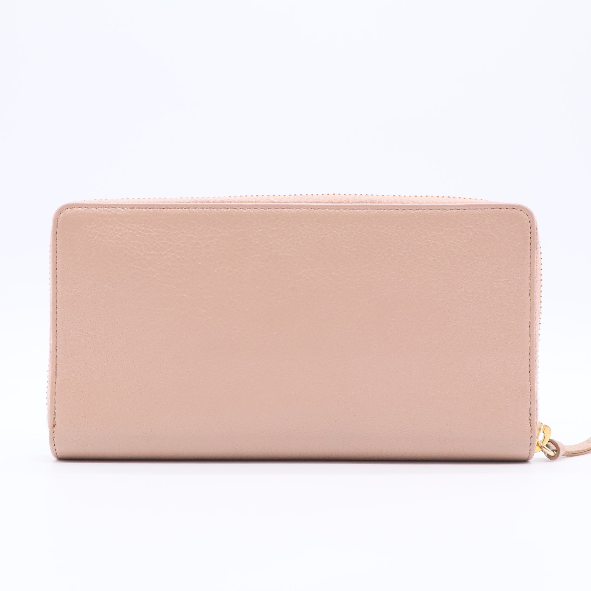 Rose Poudre Lambskin Leather Classic Continental Zip Around Wallet