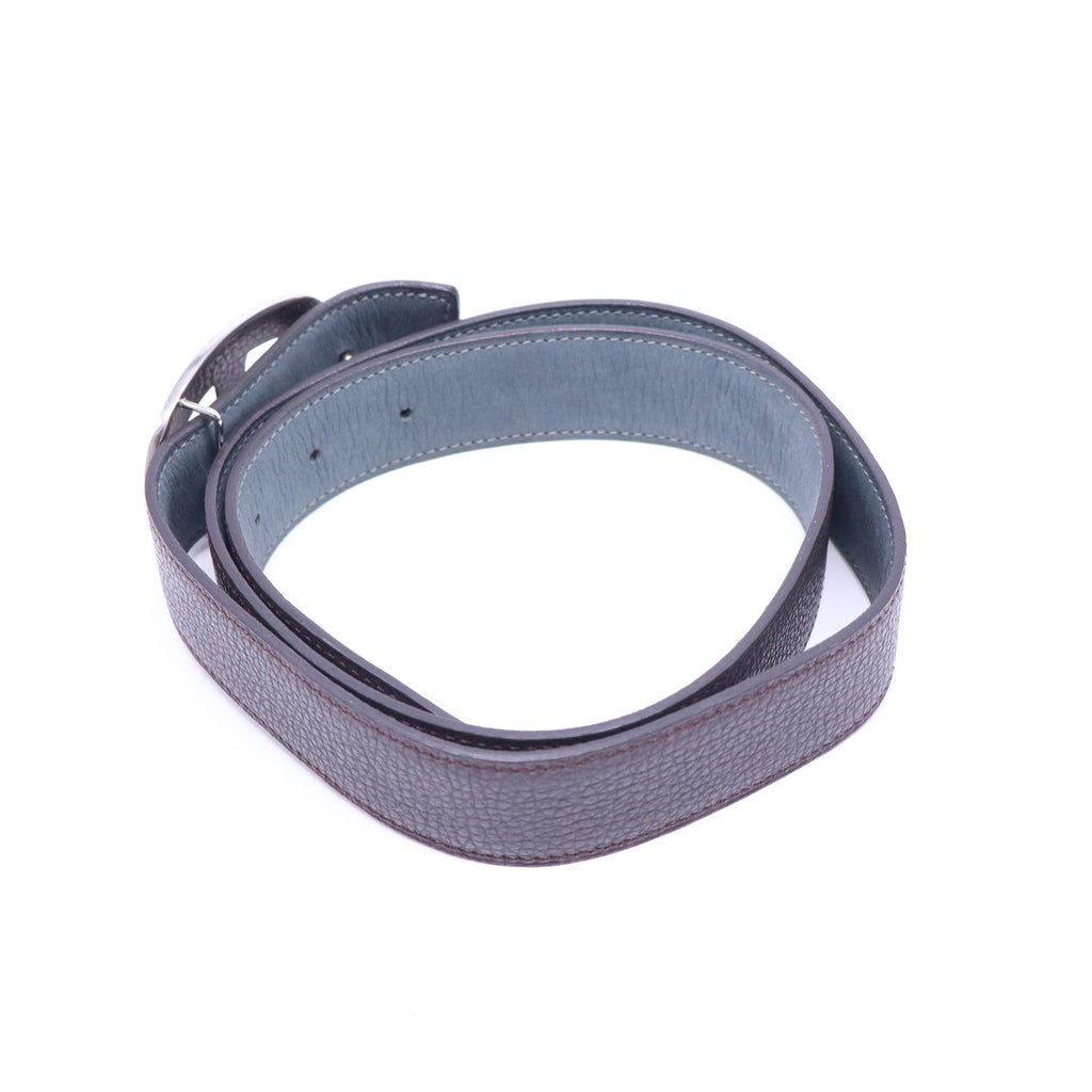 HERMES Belt Chaine d'Ancre Leather Dark Brown Orange Pink Silver W21007