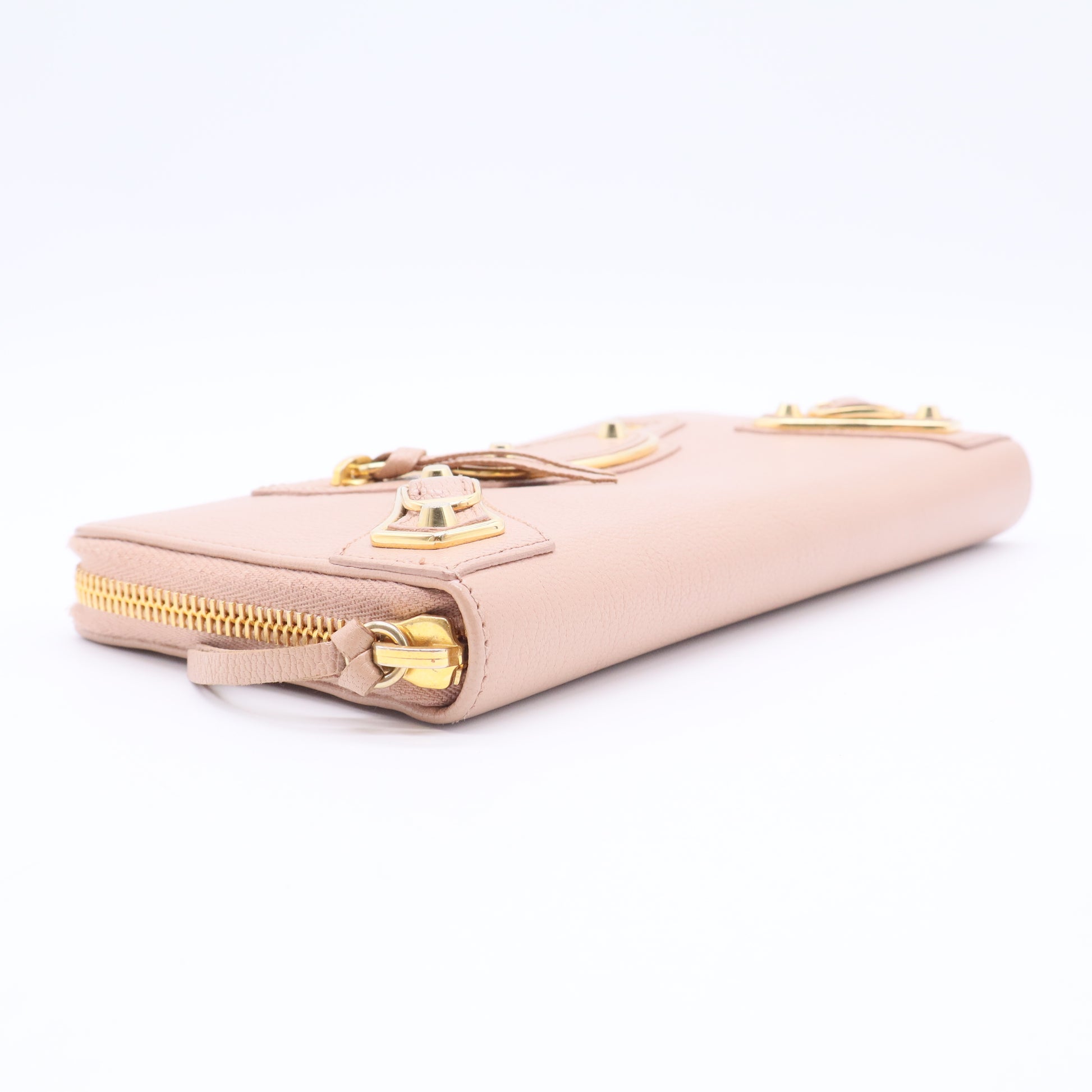 Rose Poudre Lambskin Leather Classic Continental Zip Around Wallet