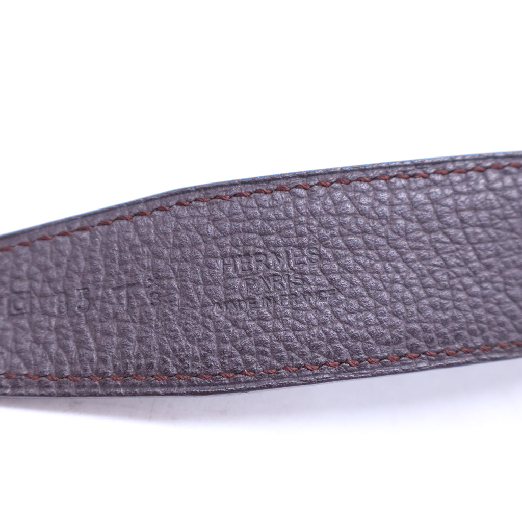 HERMES Belt Chaine d'Ancre Leather Dark Brown Orange Pink Silver W21007