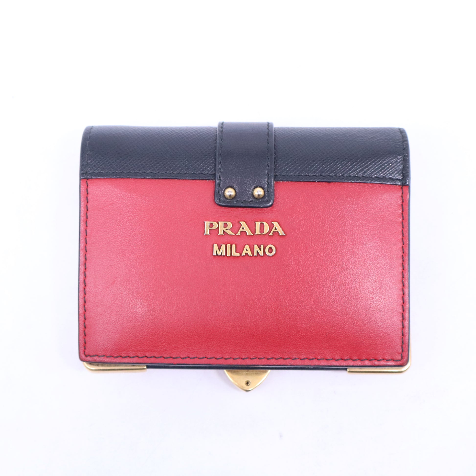 Prada Milano Red/Black Safiano Leather Bi fold Wallet B21601