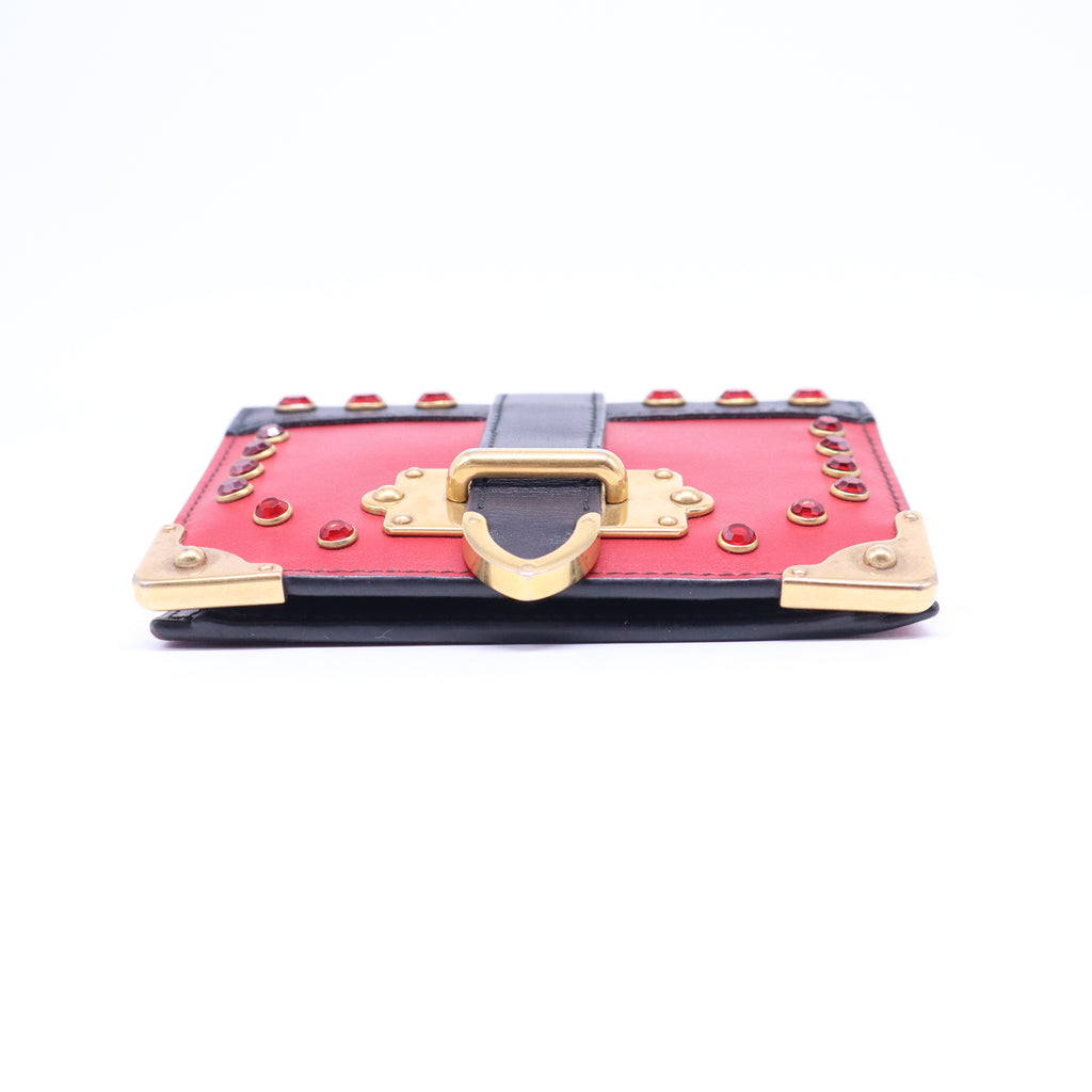 Prada Milano Red/Black Safiano Leather Bi fold Wallet B21601