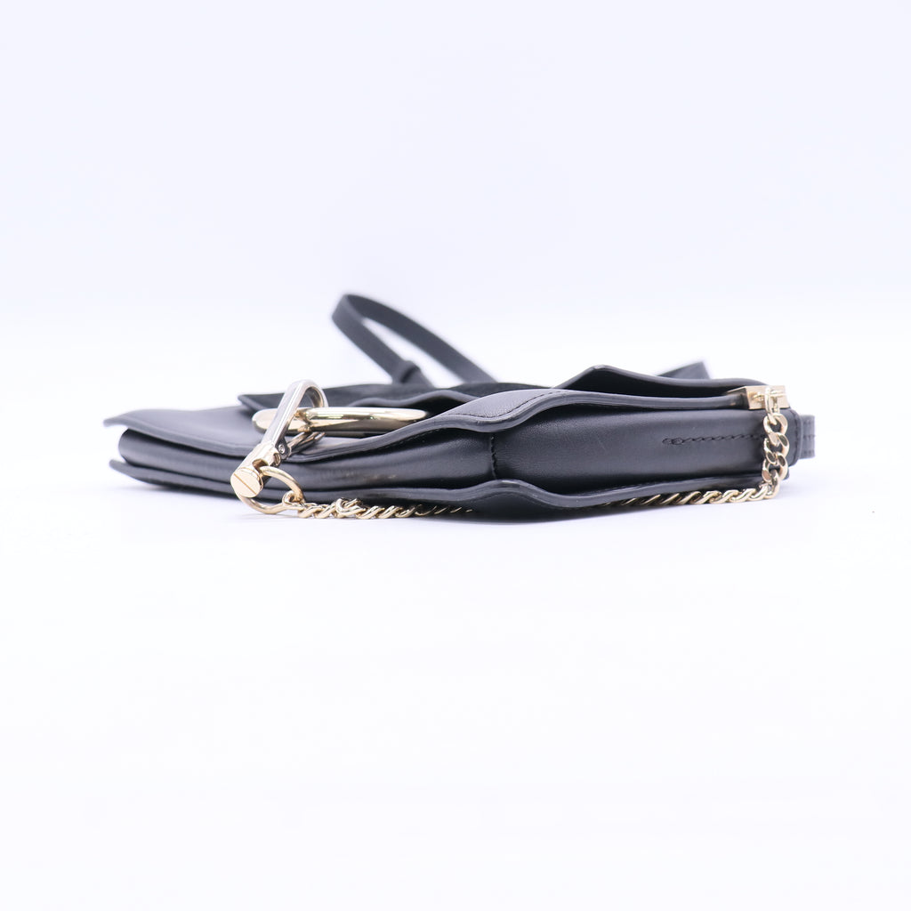 Chloe Suede Calfskin Small Faye Shoulder Bag Black twins B20981