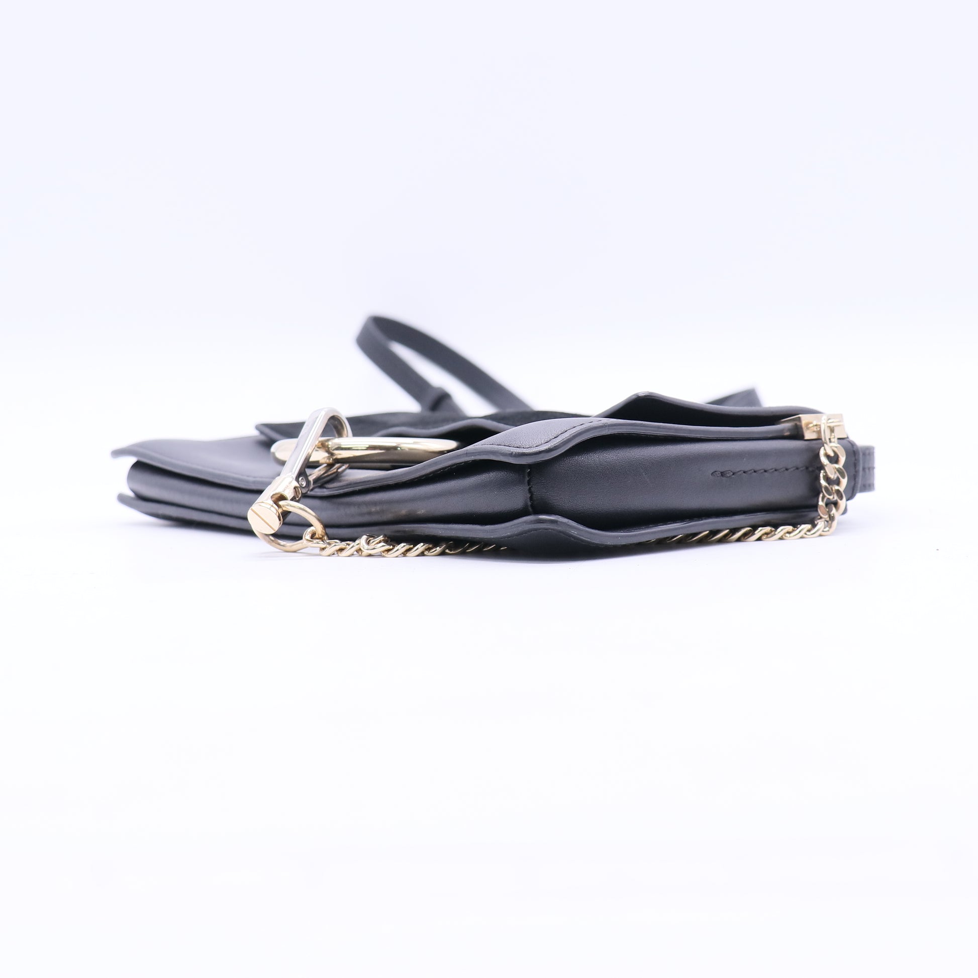 Chloe Suede Calfskin Small Faye Shoulder Bag Black twins B20981