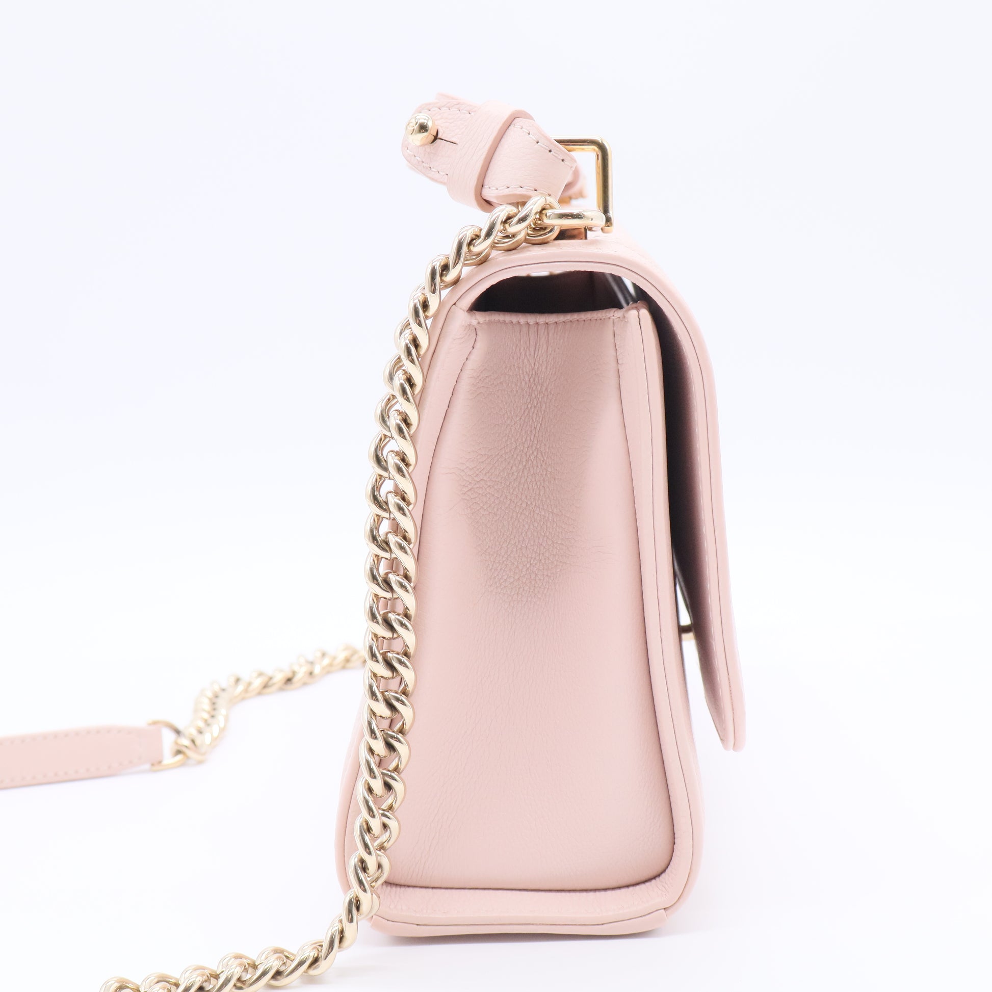 Light Pink Quilted Leather Click Label Medium Shoulder Bag