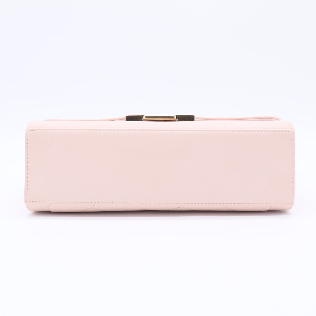 Light Pink Quilted Leather Click Label Medium Shoulder Bag