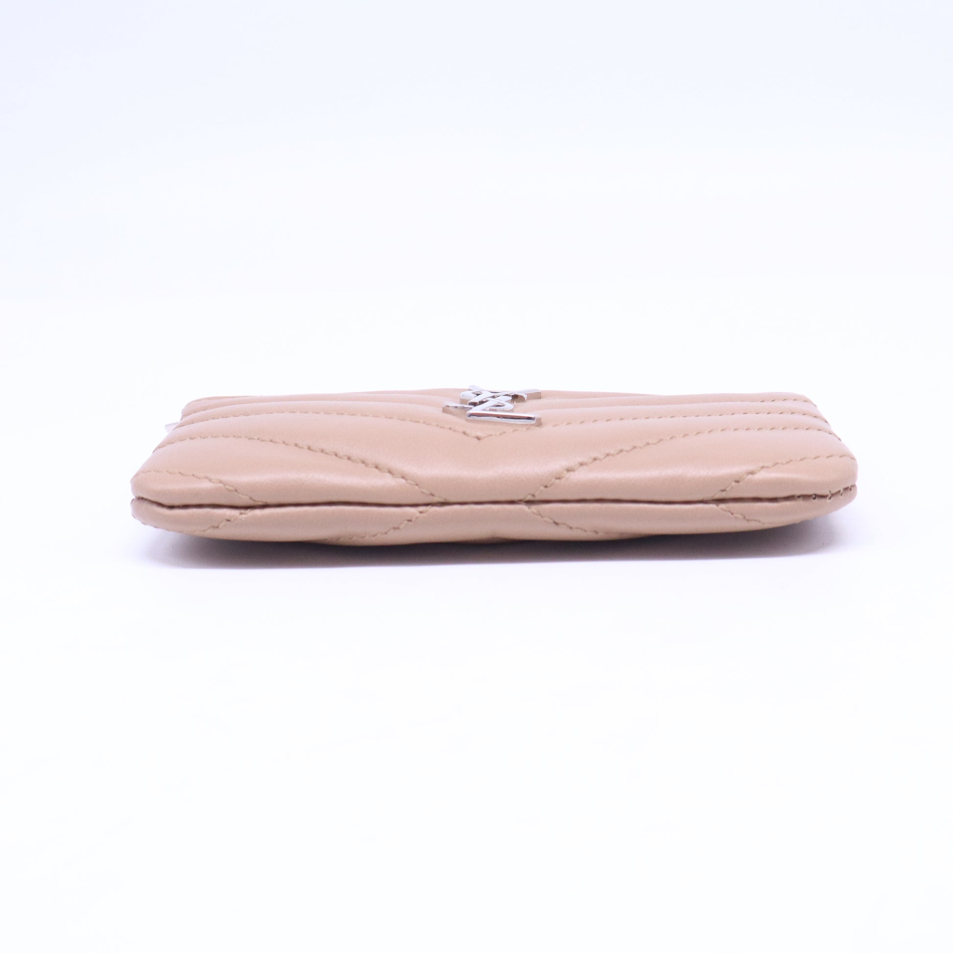 Grain De Poudre Matelasse Chevron Monogram Fragments Zippered Card Case Marble Pink W21005