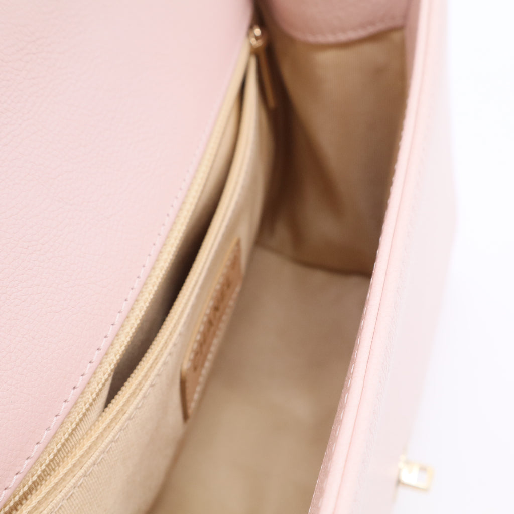 Light Pink Quilted Leather Click Label Medium Shoulder Bag