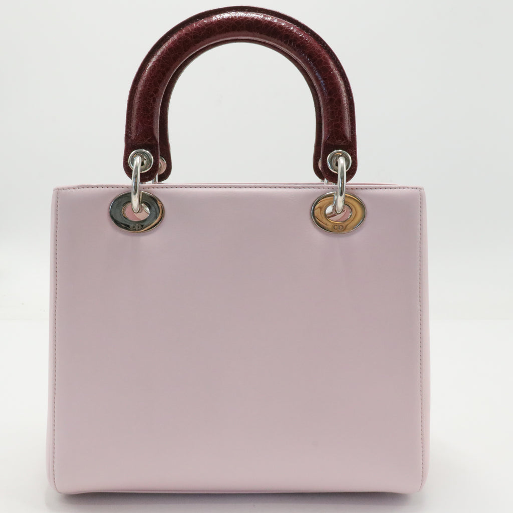 Calfskin Patent Embroidered Valentines Day Heart Medium Lady Dior Pink