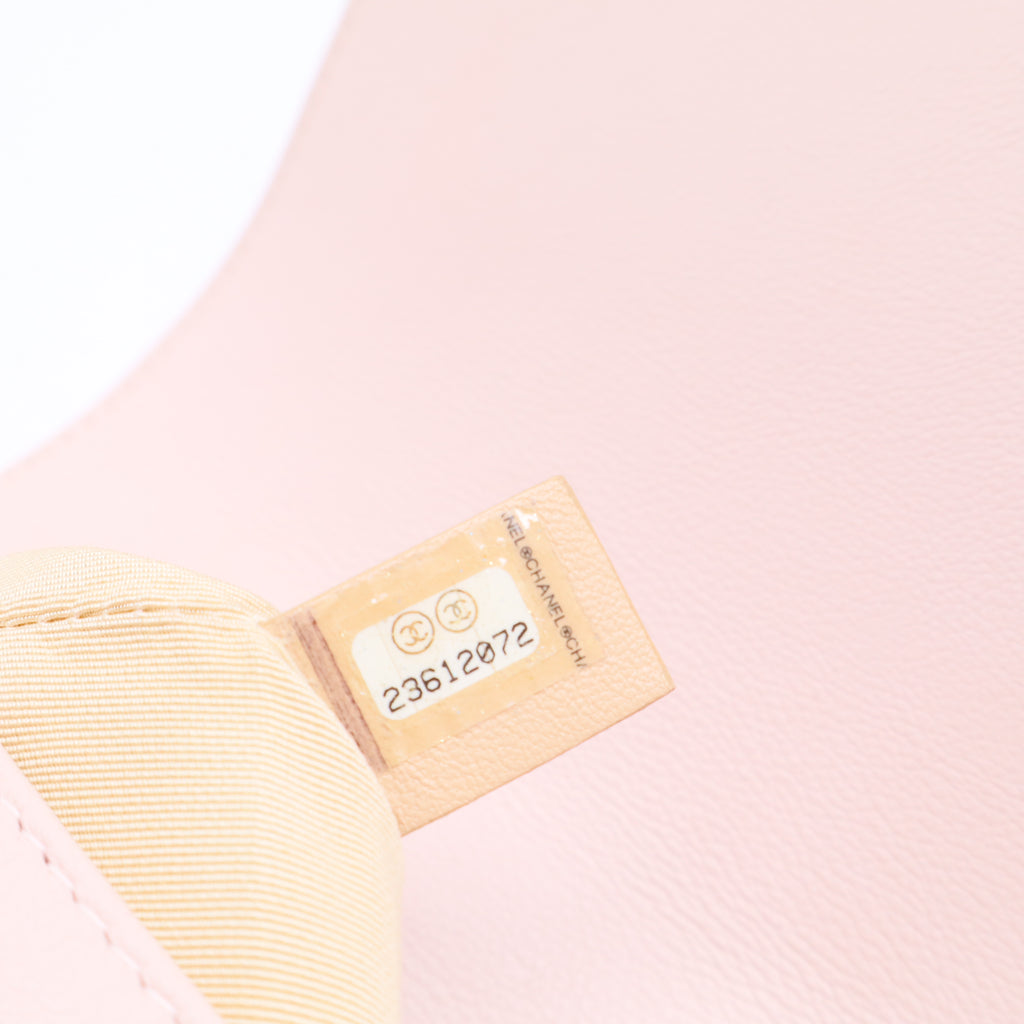 Light Pink Quilted Leather Click Label Medium Shoulder Bag