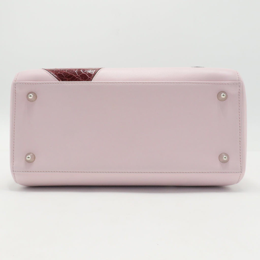 Calfskin Patent Embroidered Valentines Day Heart Medium Lady Dior Pink