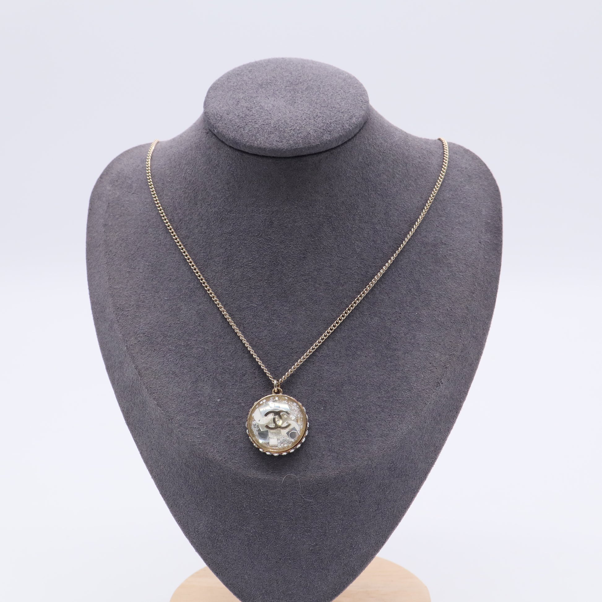 Chanel 12A CC Snow Globe Necklace Twins LDJ3246