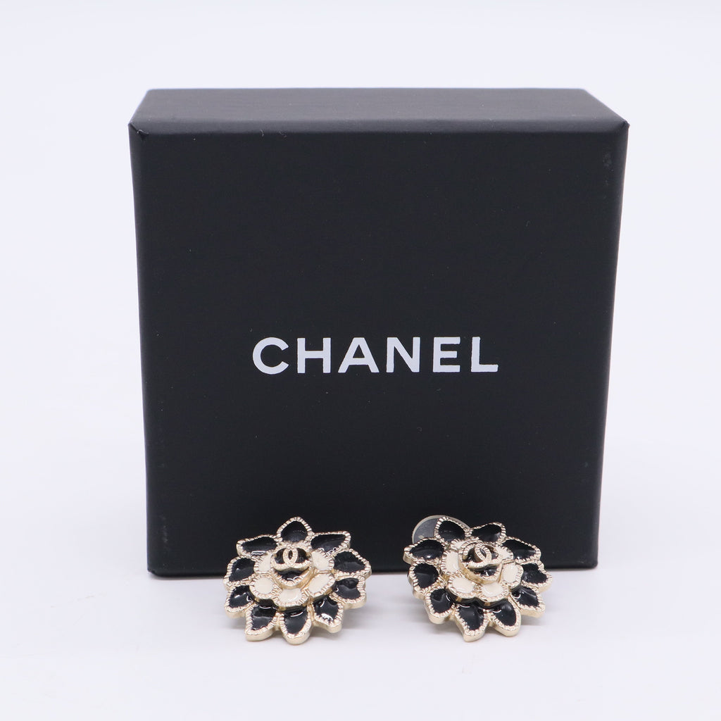 Chanel Crystal CC Clover Stud Earrings twins LDJ3251