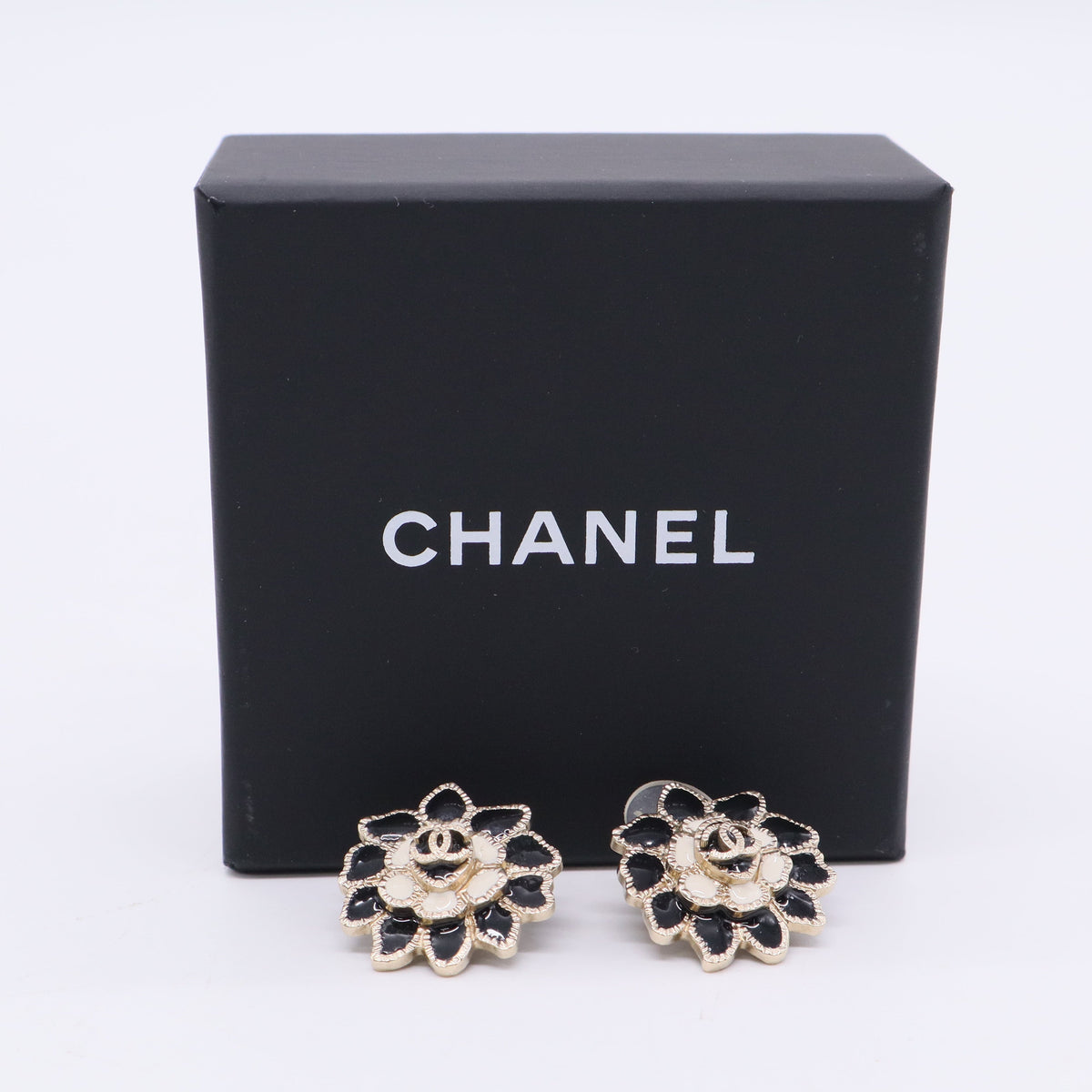 Chanel Crystal CC Clover Stud Earrings twins LDJ3251
