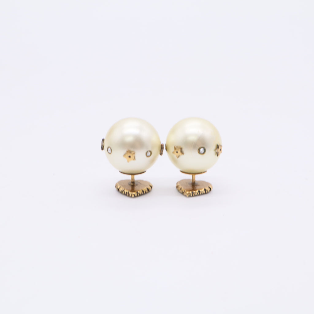 Christian Dior Pearl My ABCDior Tribales Etoile Earring Gold TWINS LDJ3248
