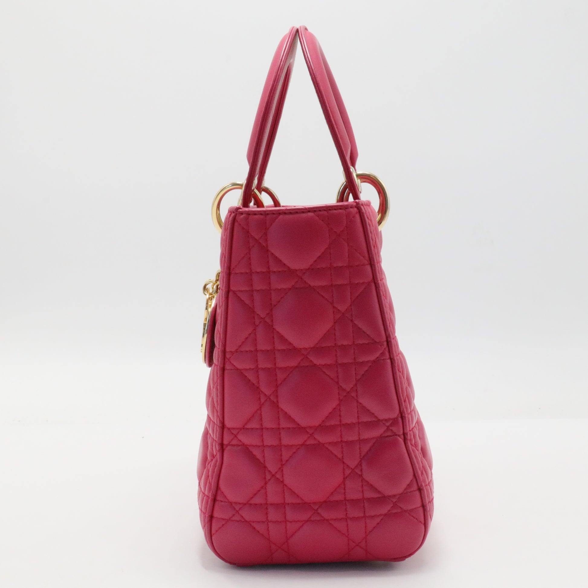 Lambskin Cannage Medium Lady Dior Fuchsia