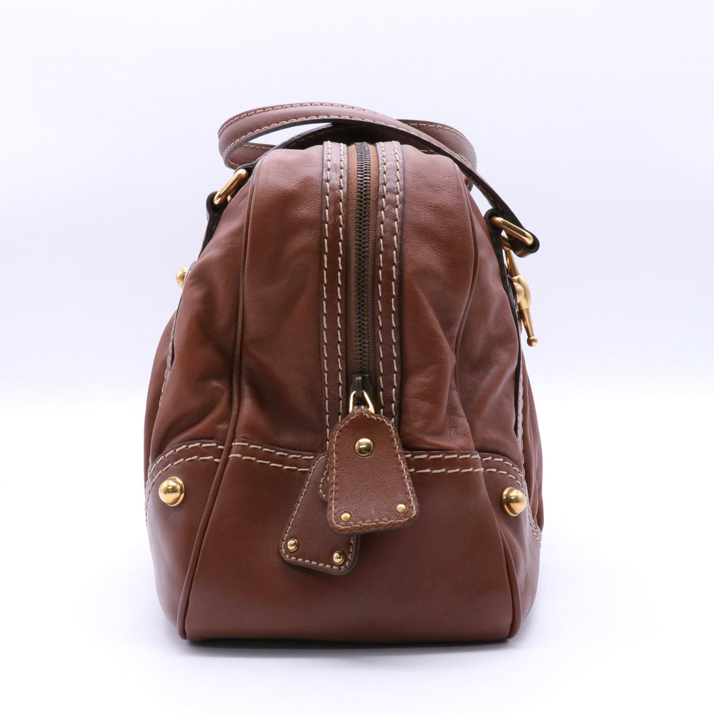 Gucci Horsebit Leather Satchel Bag Brown twins