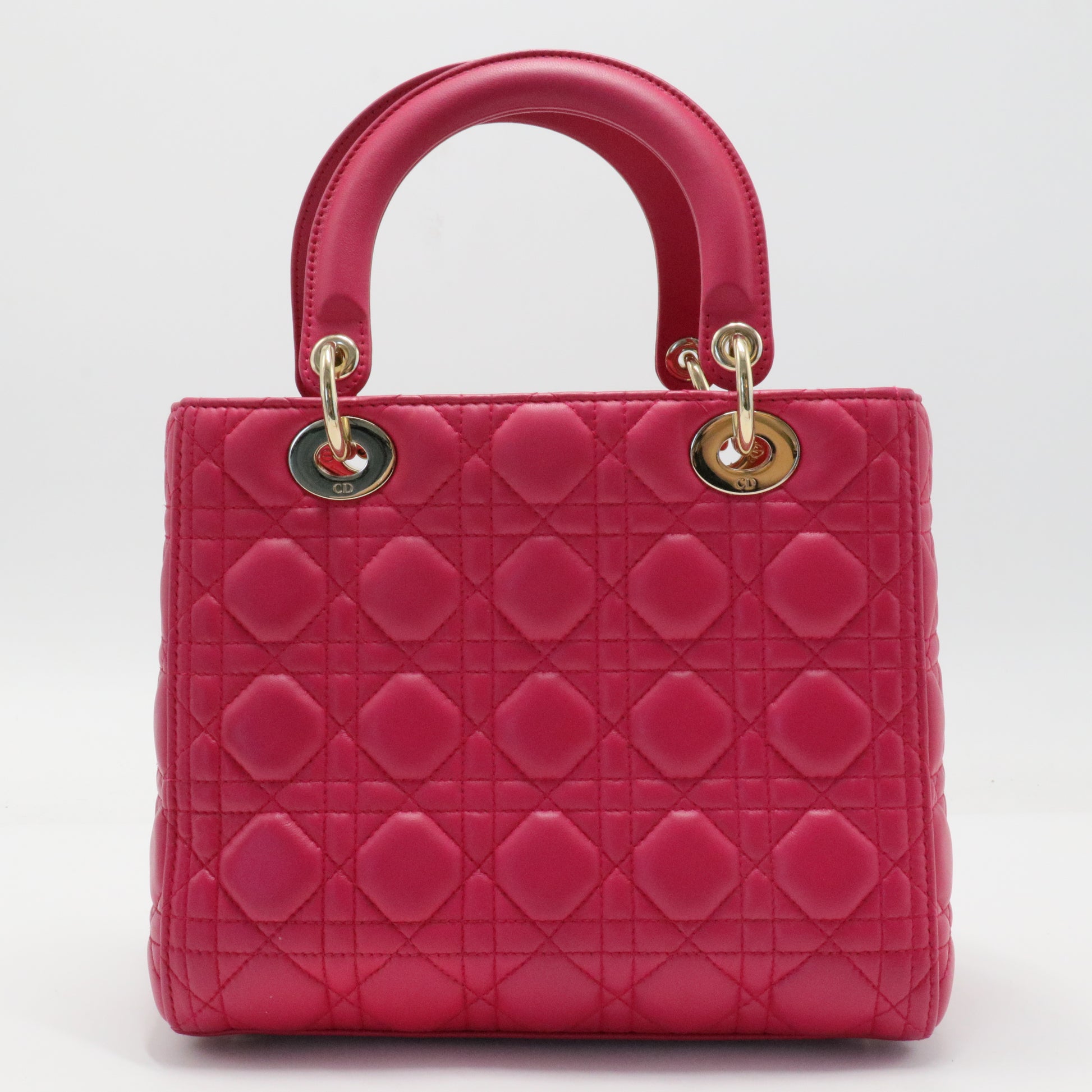 Lambskin Cannage Medium Lady Dior Fuchsia