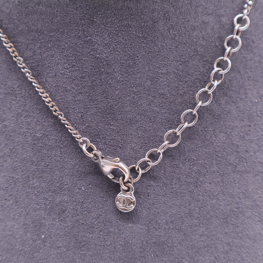 Crystal CC Drop Pendant Necklace Silver W11330
