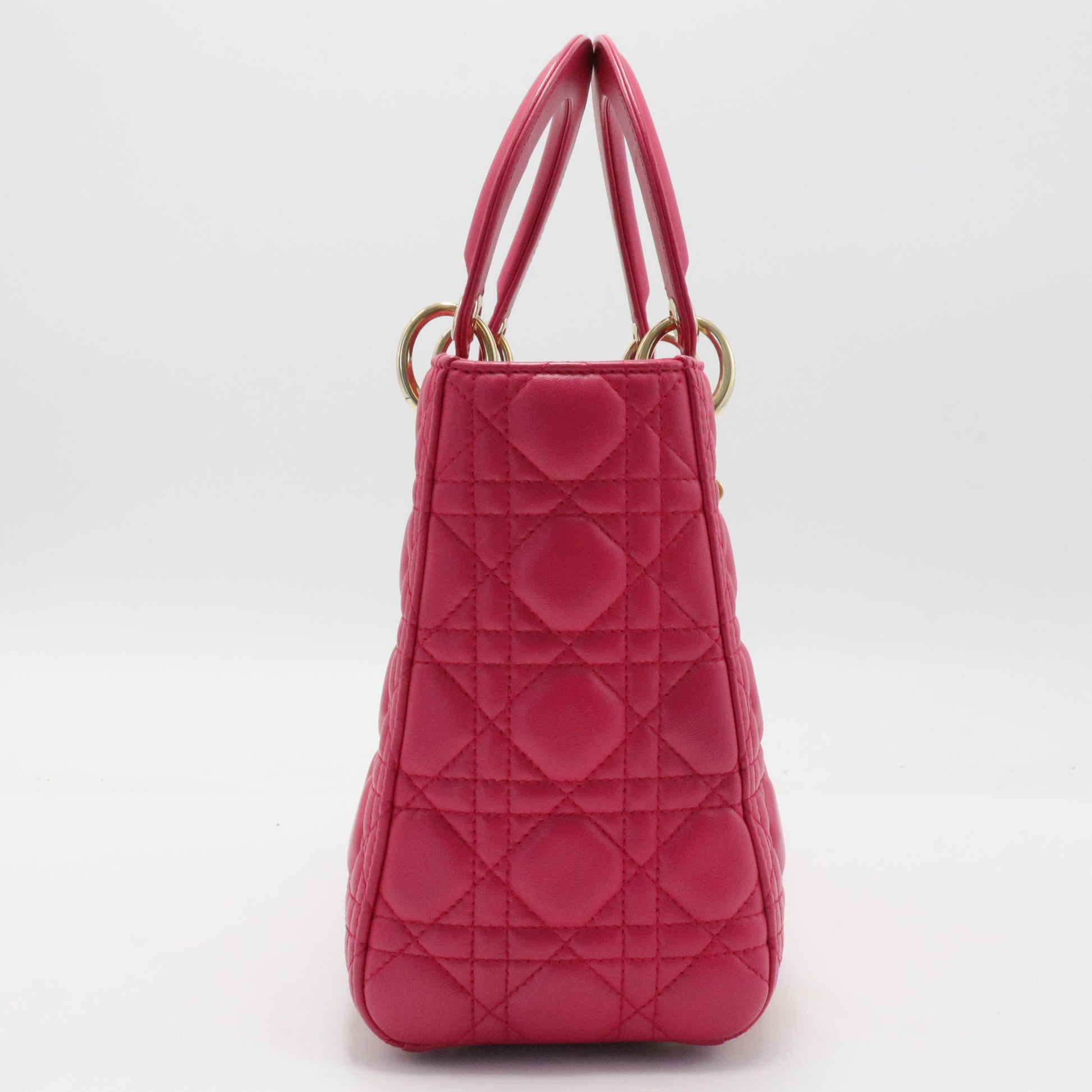 Lambskin Cannage Medium Lady Dior Fuchsia