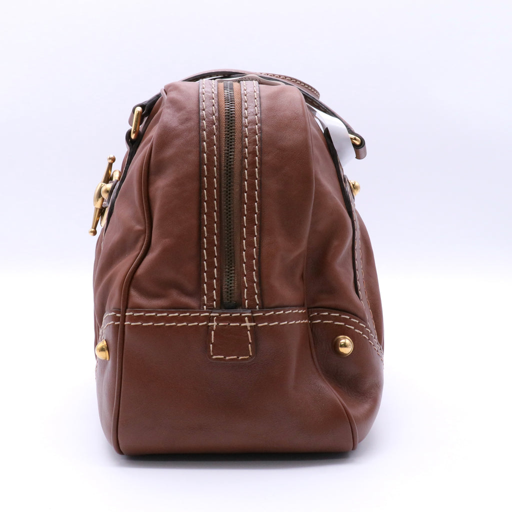 Gucci Horsebit Leather Satchel Bag Brown twins