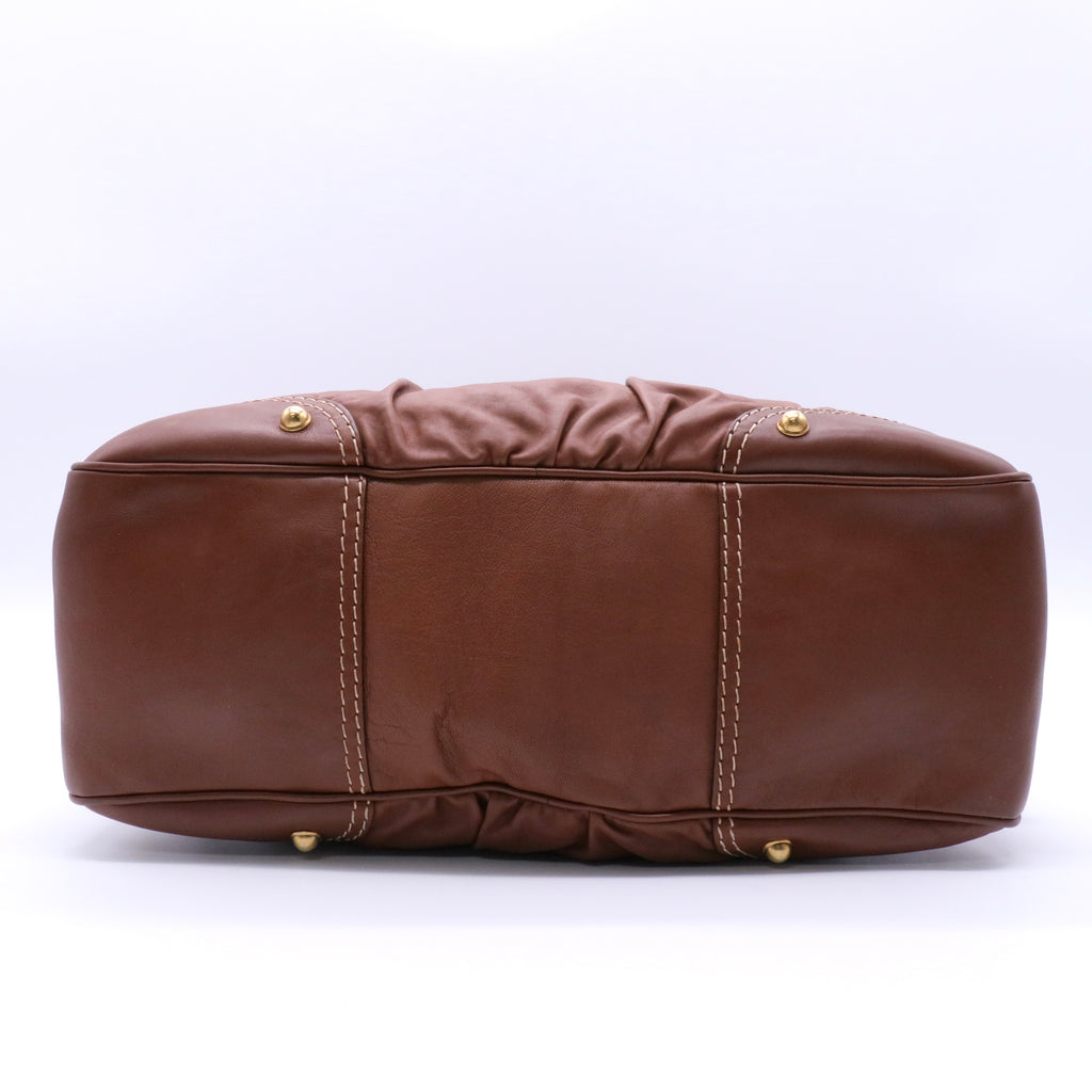 Gucci Horsebit Leather Satchel Bag Brown twins