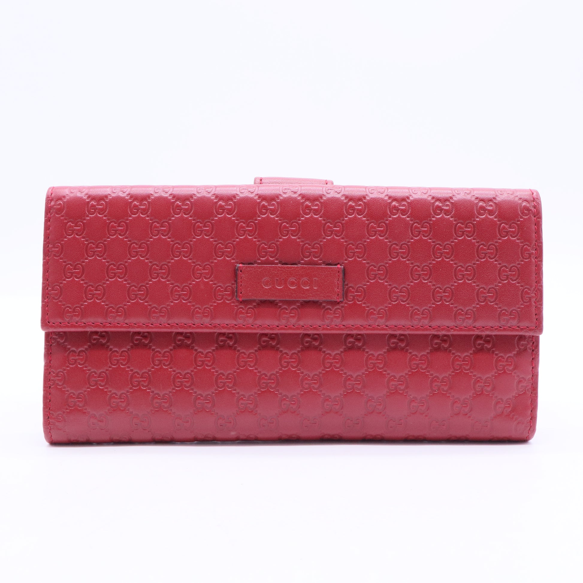 Red Microgucissima Leather Continental Flap Wallet