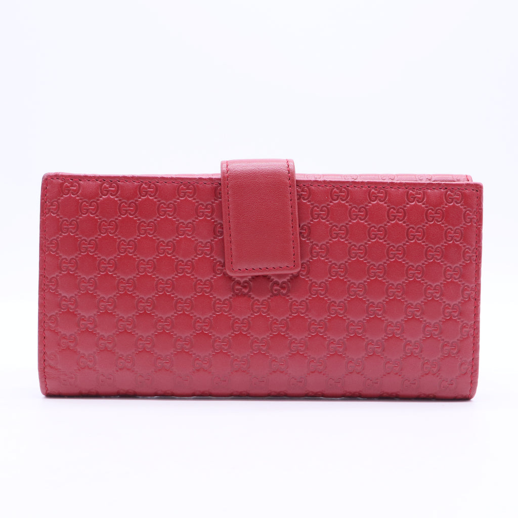 Red Microgucissima Leather Continental Flap Wallet
