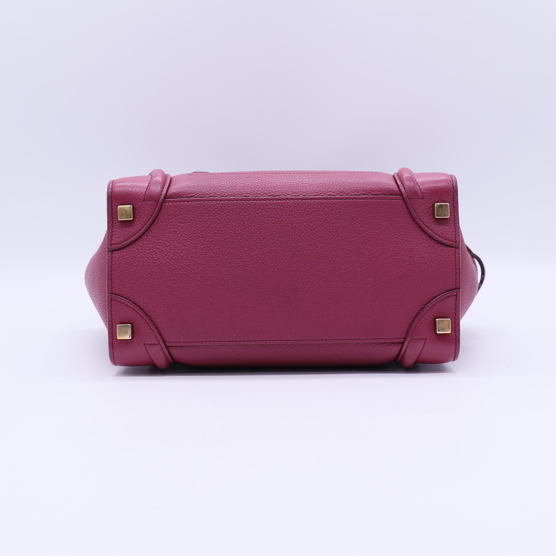 Celine Plum Drummed Calfskin Leather Luggage Tote Bag twins B20879